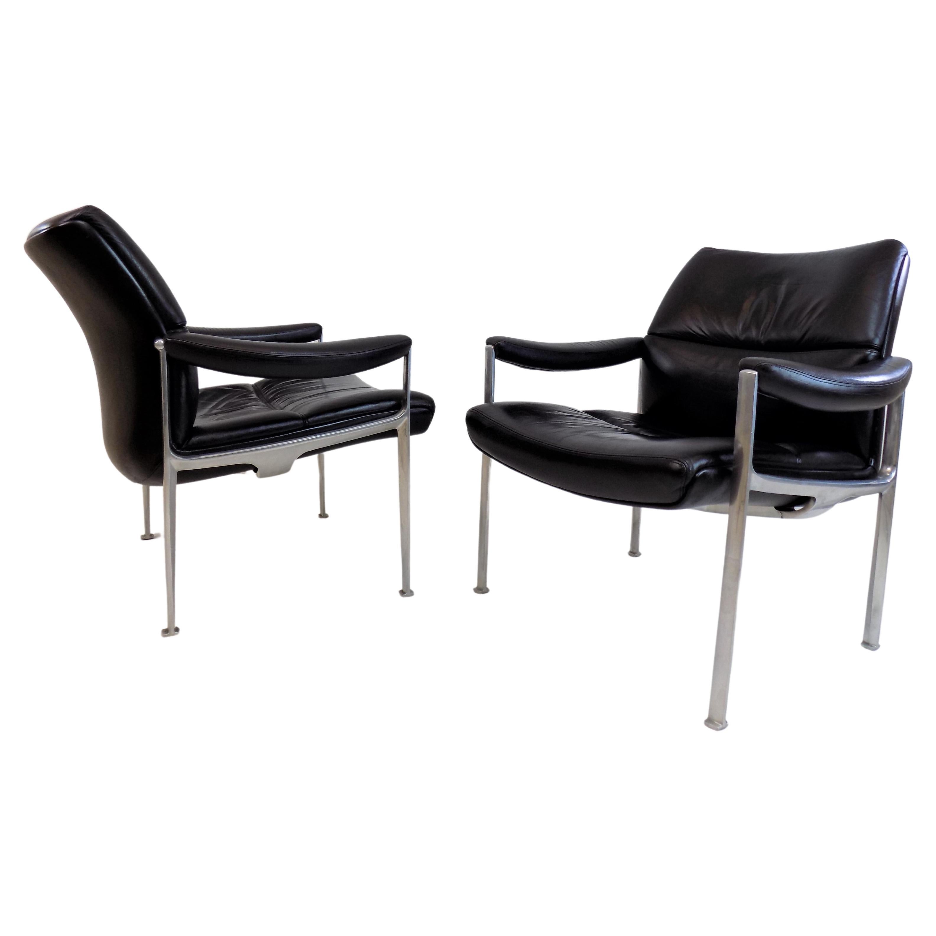 Set of 2 Röder Söhne Leather Lounge Chairs by Miller Borgsen