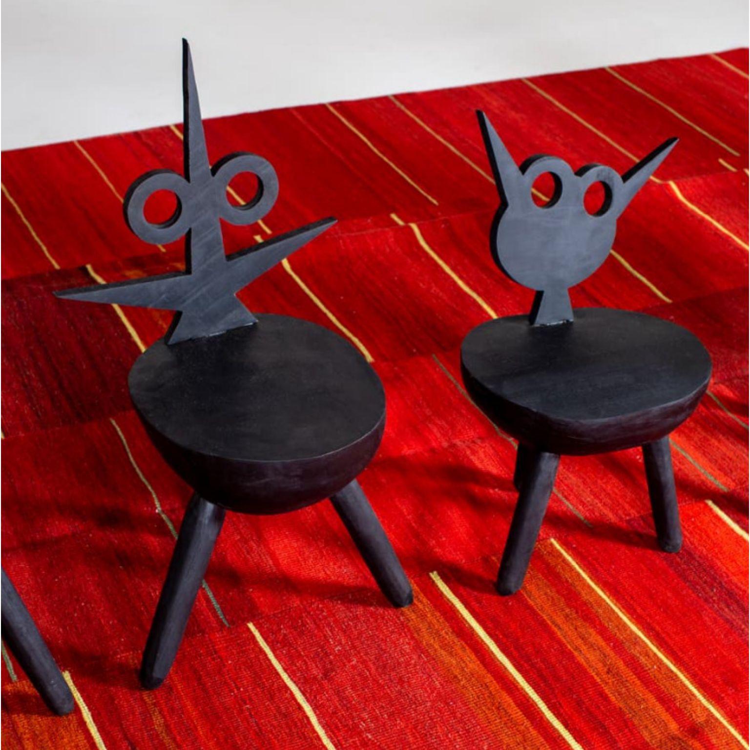 Post-Modern Set of 2 Rose Flora and Black Gomez Chair by Pulpo For Sale
