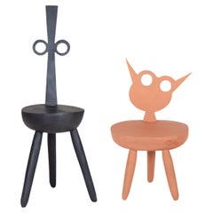 Set of 2 Rose Flora and Black Gomez Chair by Pulpo