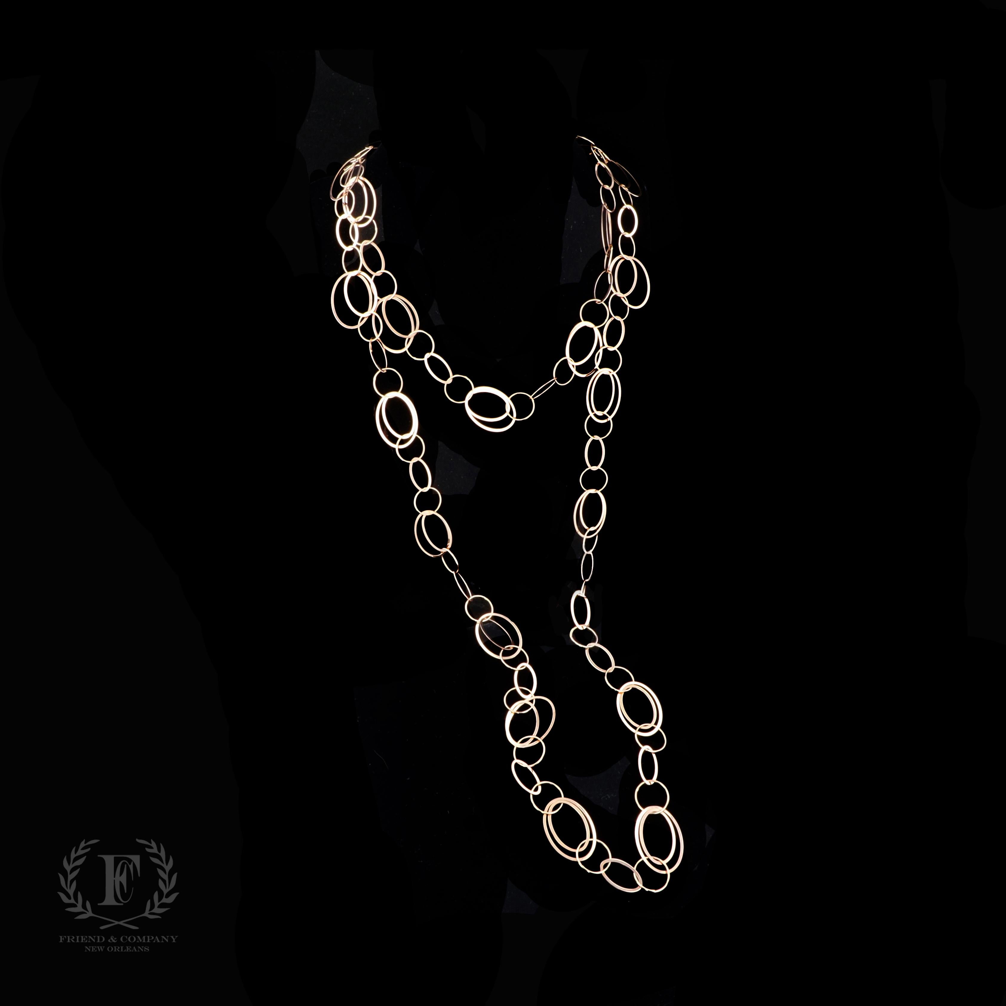 Satz von 2 Rose Gold Hoop Link Halsketten im Zustand „Hervorragend“ im Angebot in NEW ORLEANS, LA