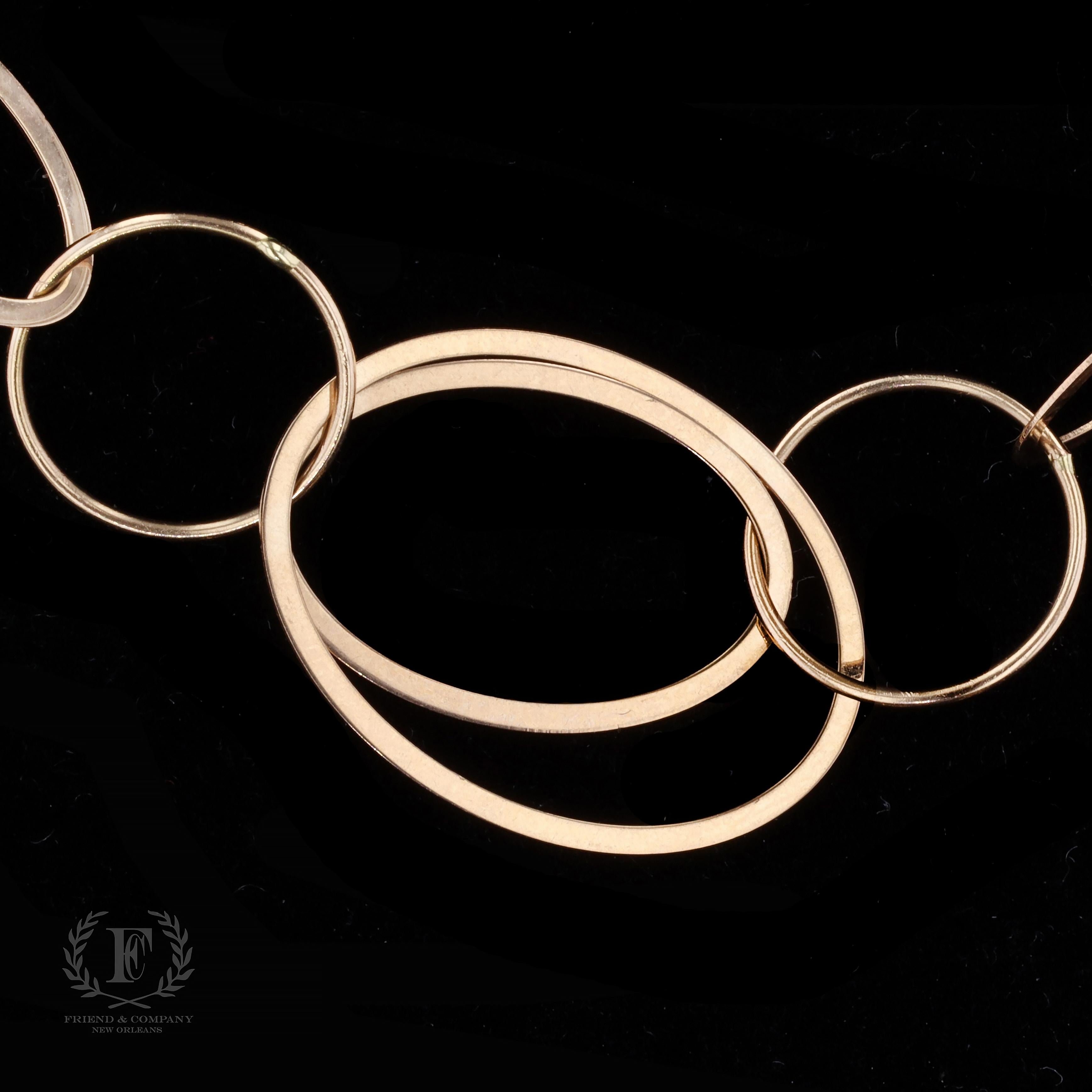 Women's Set of 2 Rose Gold Hoop Link Necklaces For Sale