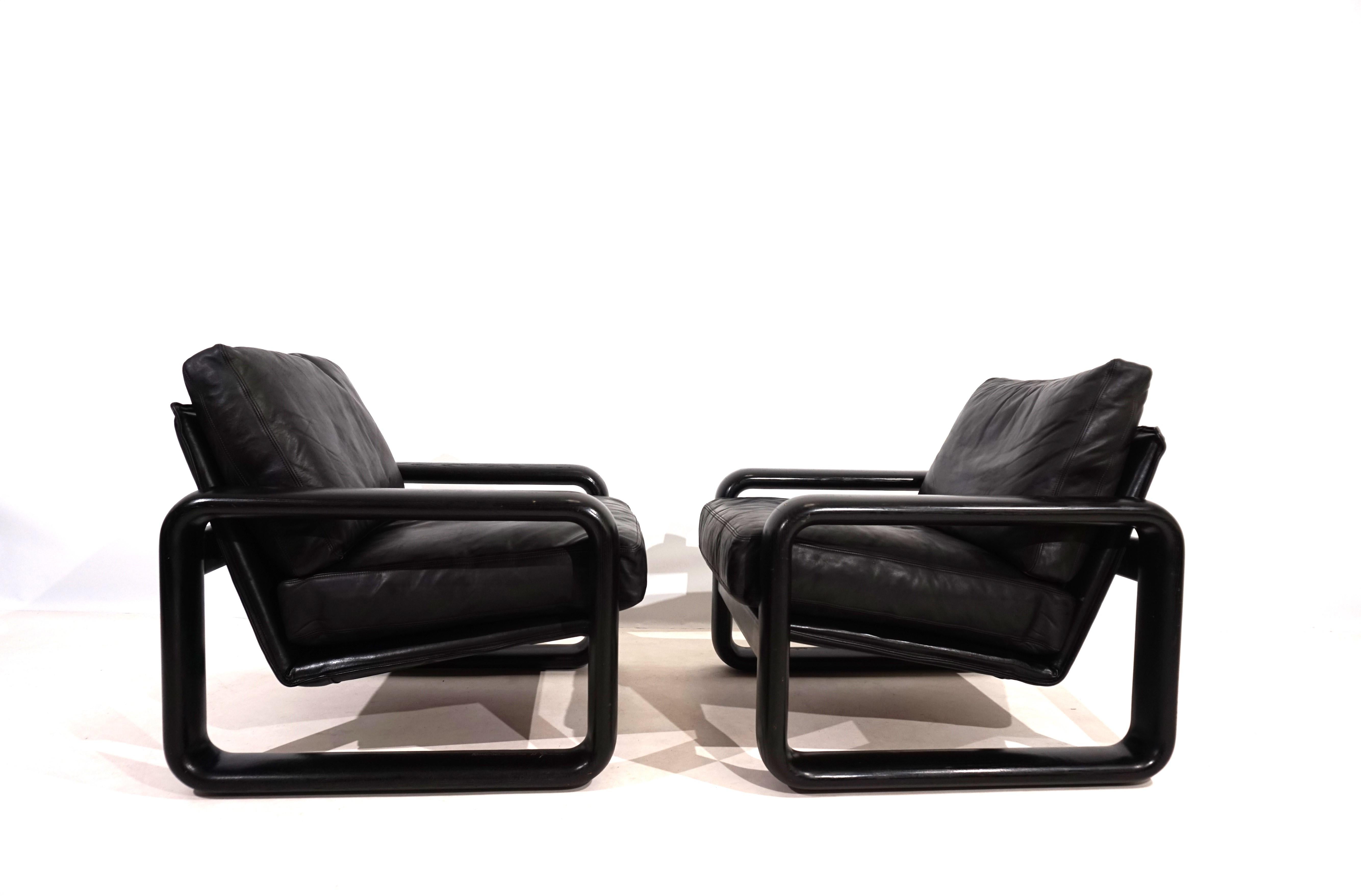 Set of 2 Rosenthal Hombre leather armchairs by Burkhard Vogtherr For Sale 3