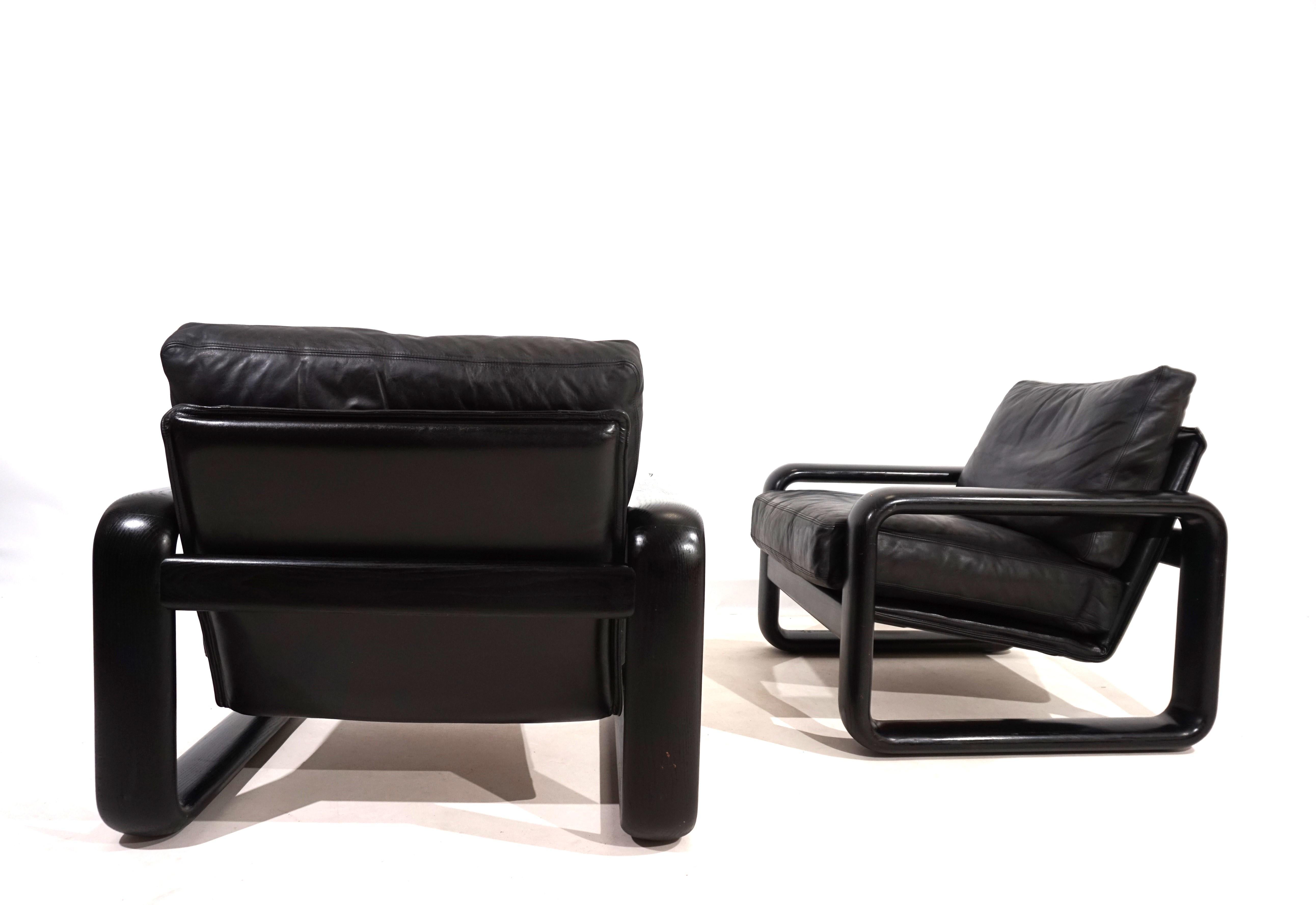 Set of 2 Rosenthal Hombre leather armchairs by Burkhard Vogtherr 4