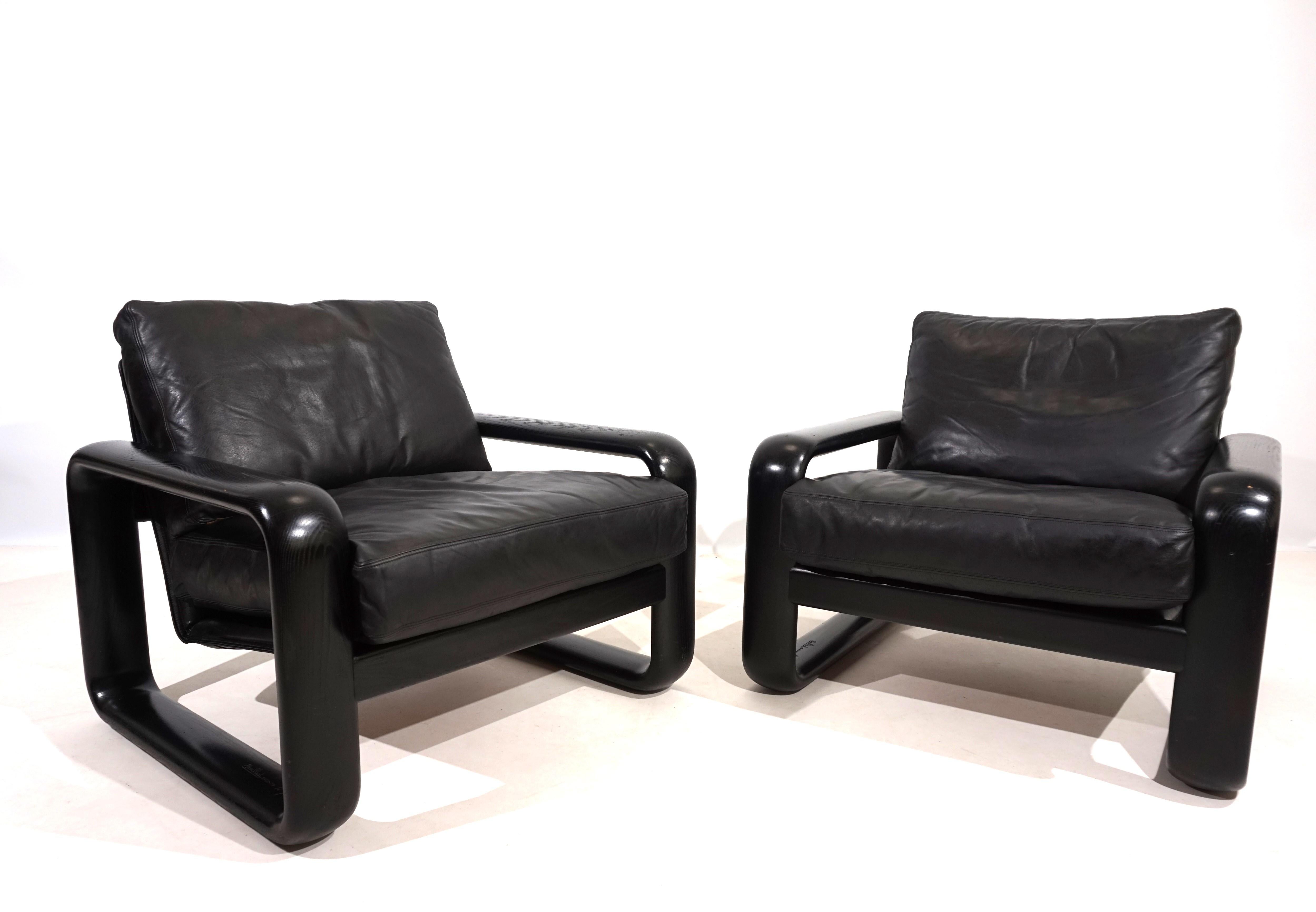 Set of 2 Rosenthal Hombre leather armchairs by Burkhard Vogtherr 8