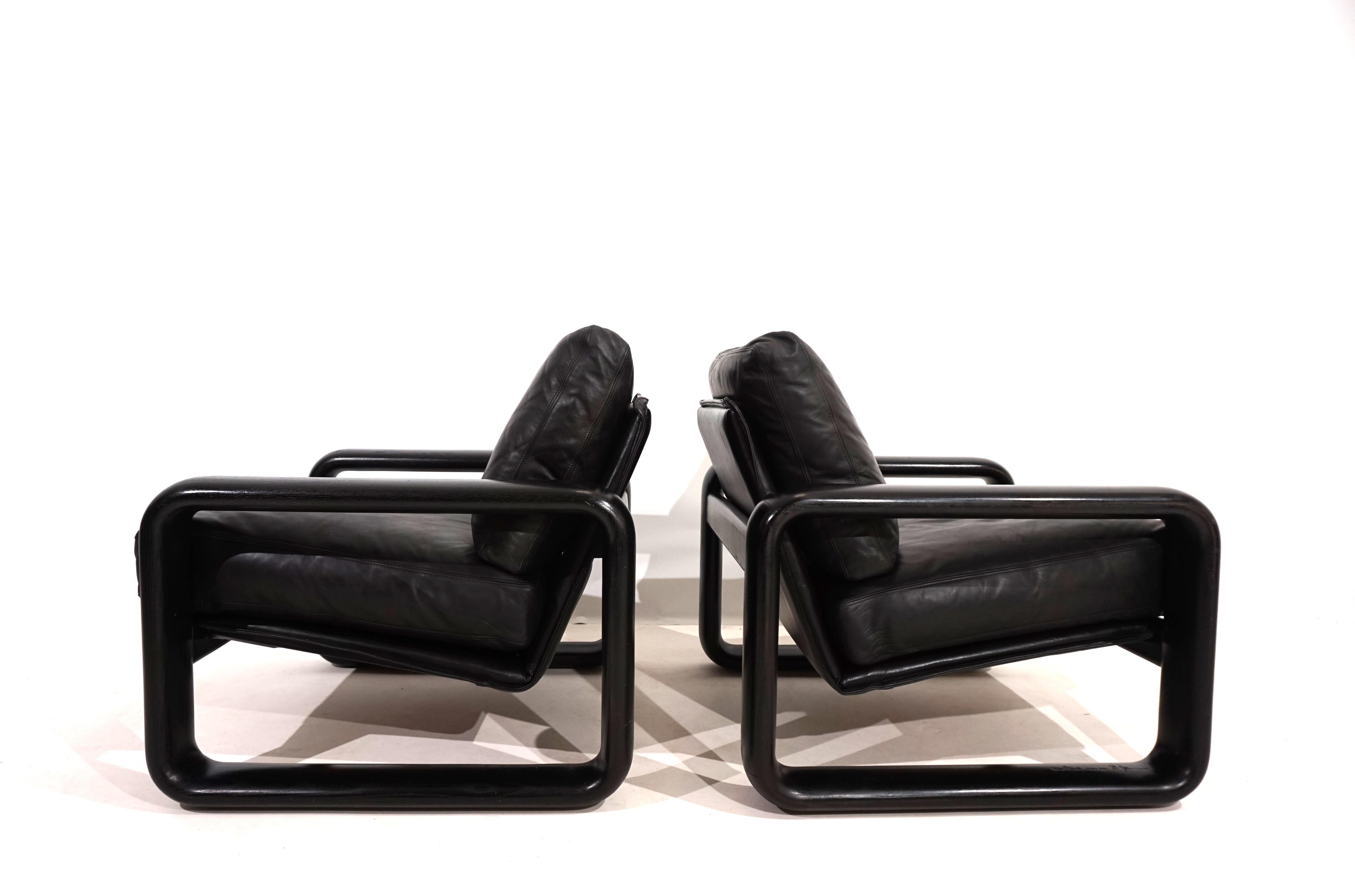 Mid-Century Modern Ensemble de 2 fauteuils Rosenthal Hombre en cuir de Burkhard Vogtherr en vente