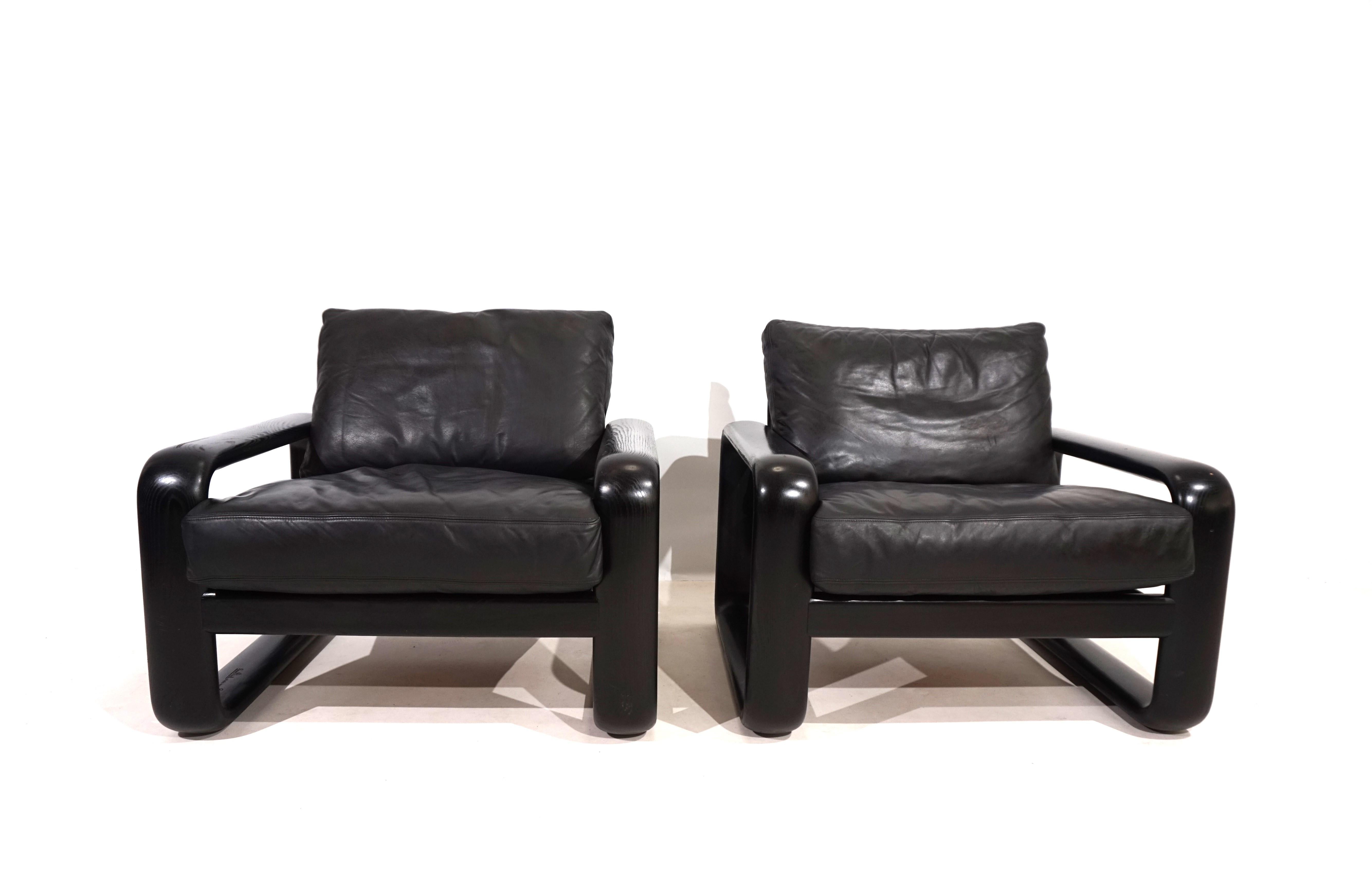Set of 2 Rosenthal Hombre leather armchairs by Burkhard Vogtherr In Good Condition For Sale In Ludwigslust, DE