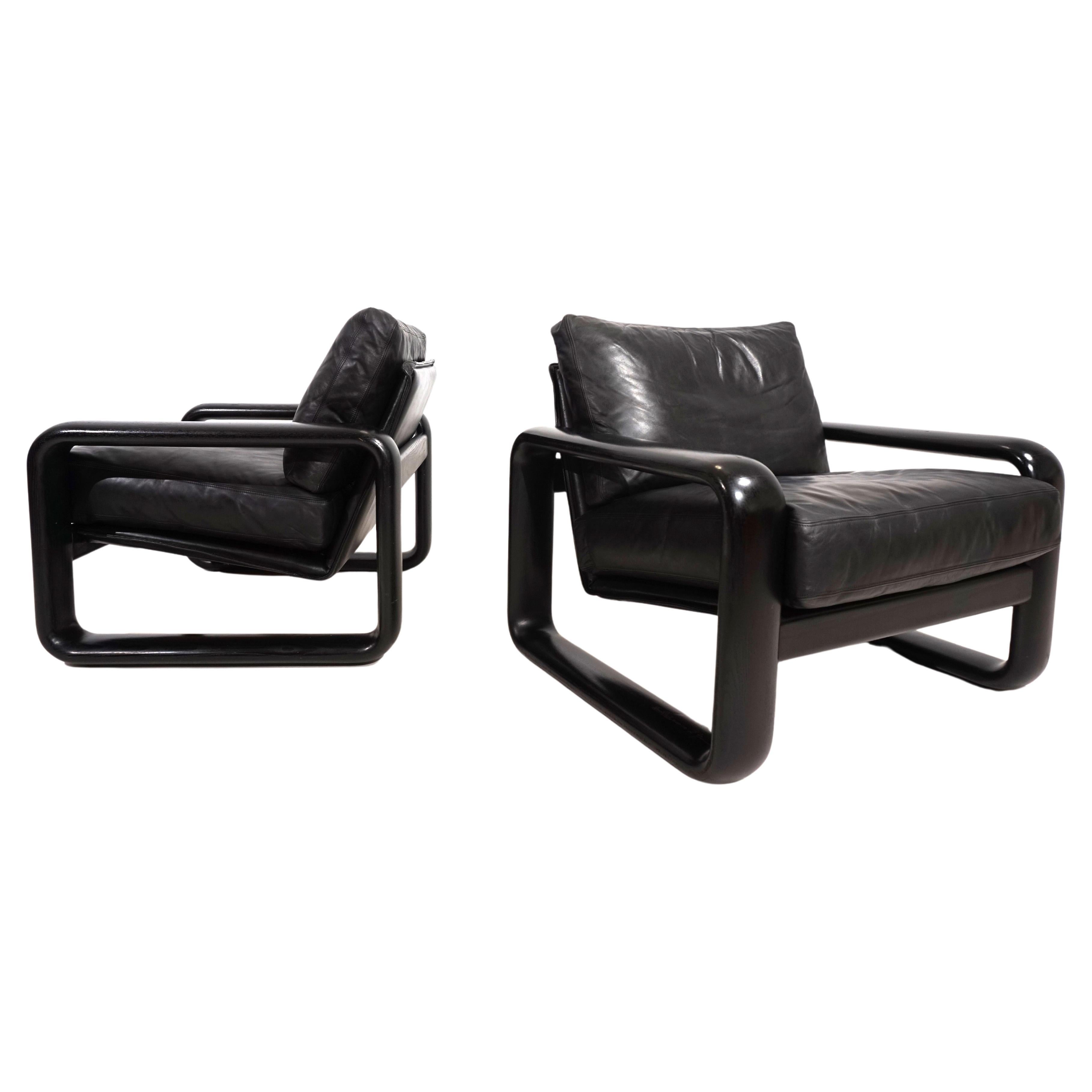 Set of 2 Rosenthal Hombre leather armchairs by Burkhard Vogtherr For Sale