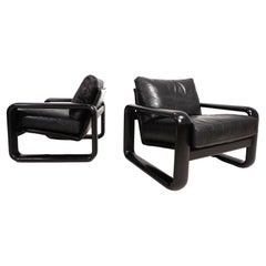 Set of 2 Rosenthal Hombre leather armchairs by Burkhard Vogtherr