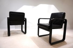 Set of 2 Rosenthal Hombre leather dining chairs by Burkhard Vogtherr
