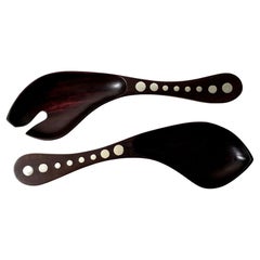 Juego de 2 cubiertos de palisandro y plata de William Spratling, hacia la década de 1950