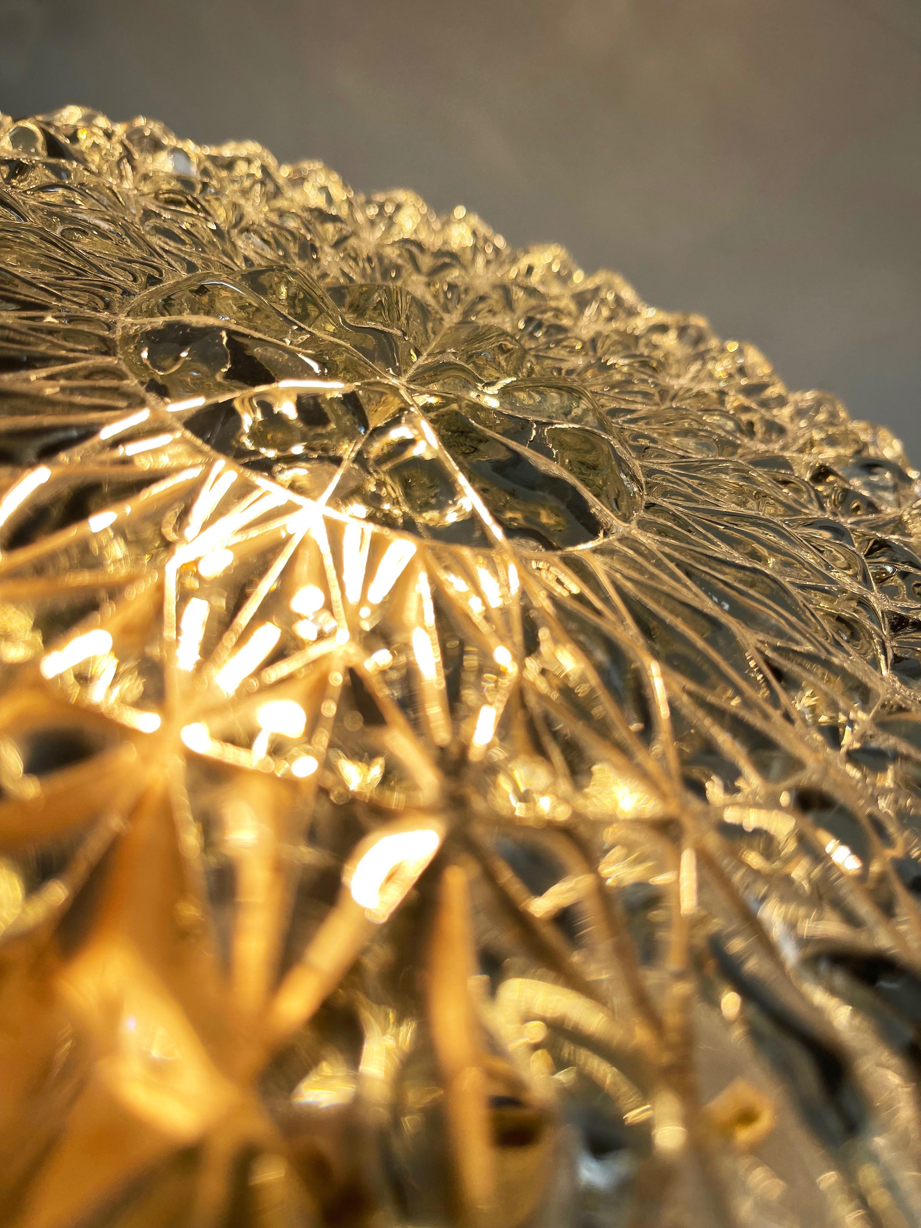 20th Century Set of 2 Round Ice Crystal Ceiling Lights, Flush Mount by Honsel, 1970s, Germany For Sale