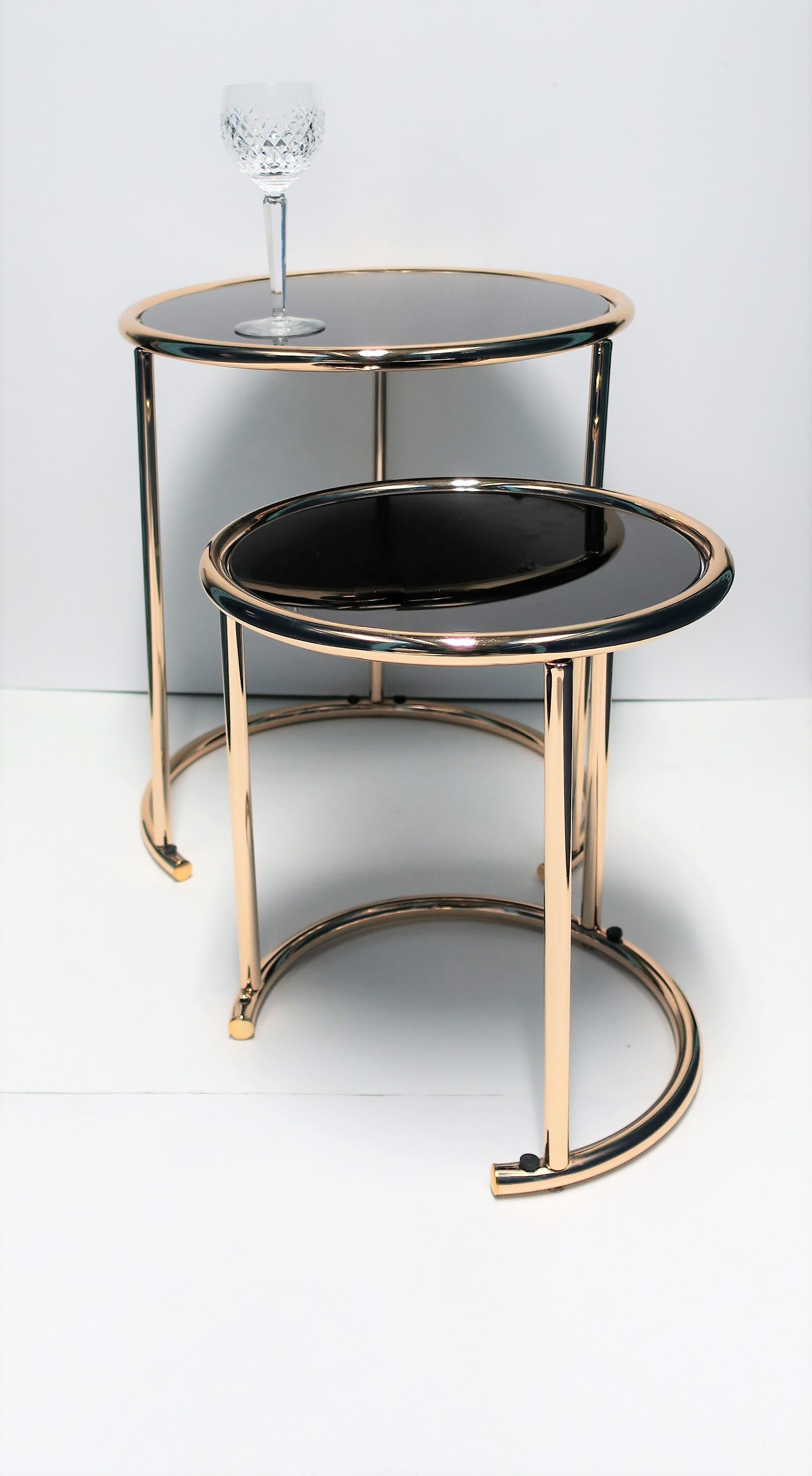 Plated Set of 2 Round Nesting Side Tables