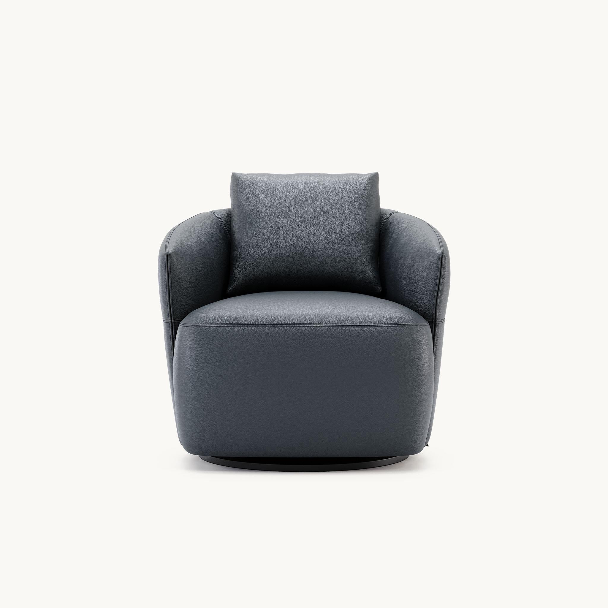 Modern Pair of Round Swivel Armchairs with Auto-Return Mechanism For Sale