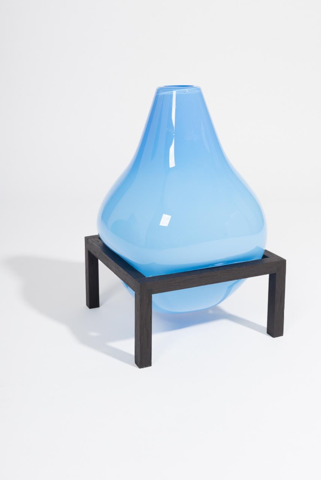 Post-Modern Set of 2 Round Square Blue Bubble Vase by Studio Thier & Van Daalen For Sale