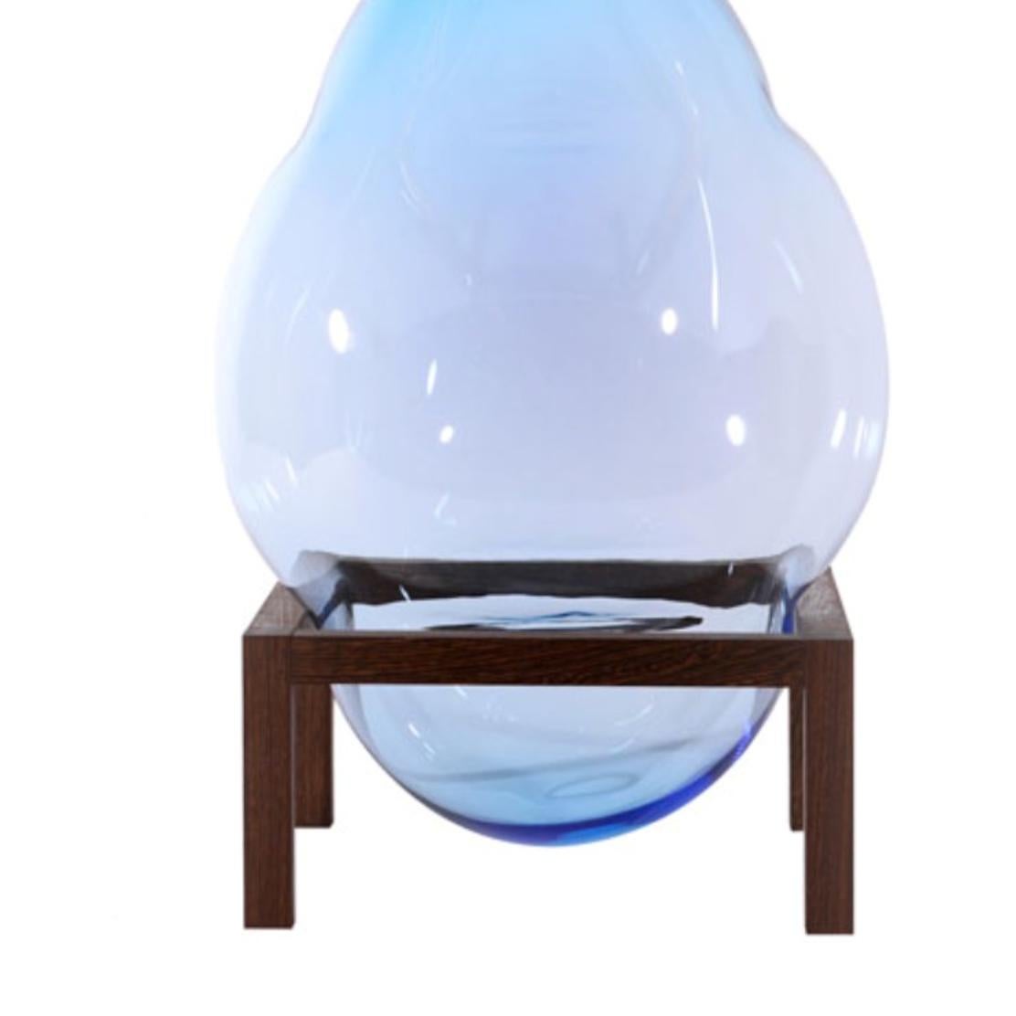 Dutch Set of 2 Round Square Blue Bubble Vase by Studio Thier & Van Daalen For Sale