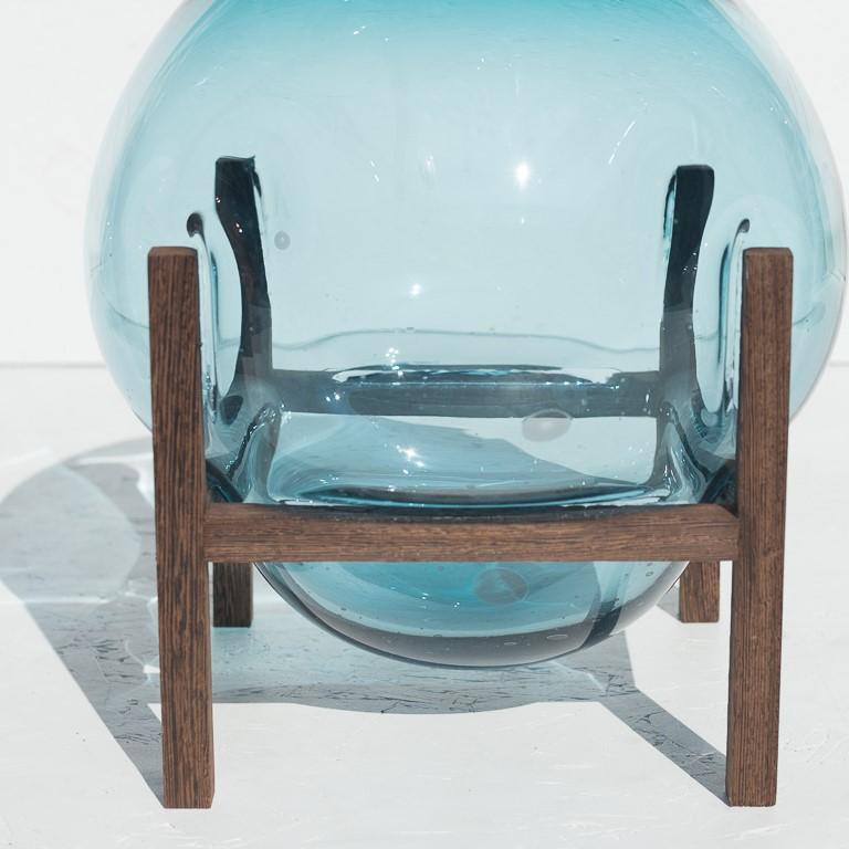 Post-Modern Set of 2 Round Square Blue Up & Down Vase by Studio Thier & Van Daalen For Sale