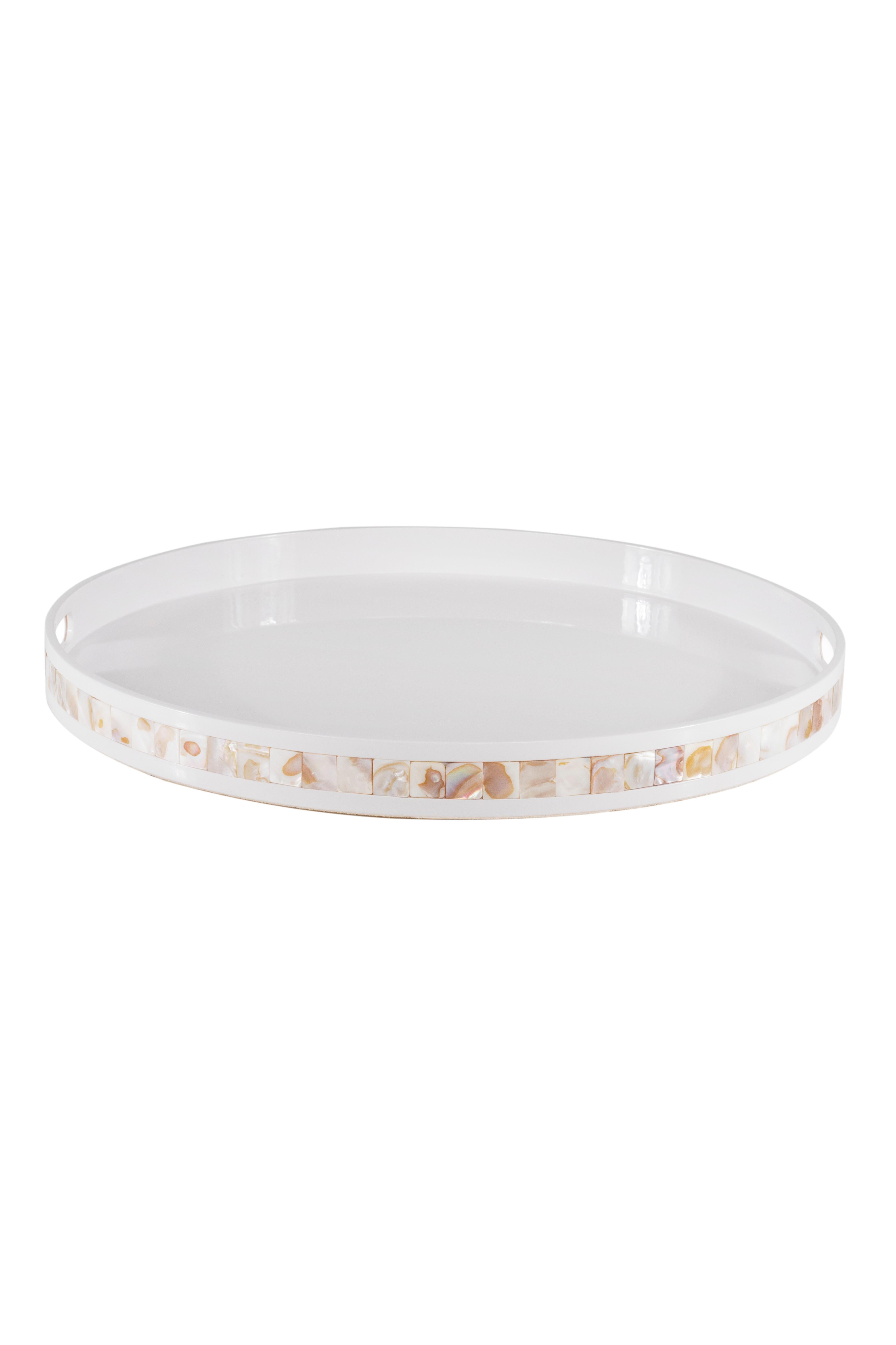 Set of 2 Round Trays, Fog White, Handmade in Portugal by Lusitanus Home In New Condition For Sale In Lisboa, PT