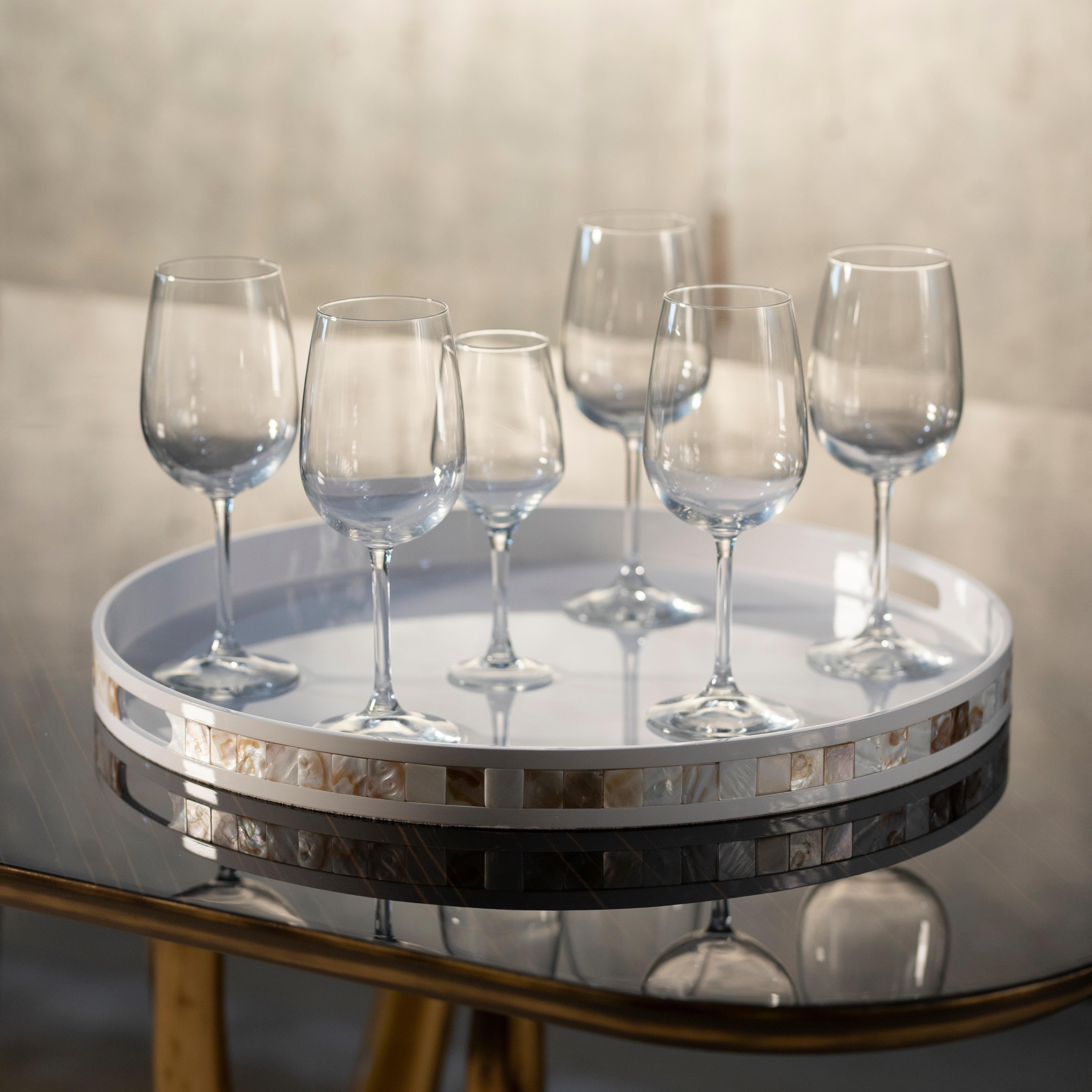 Contemporary Set of 2 Round Trays, Fog White, Handmade in Portugal by Lusitanus Home For Sale