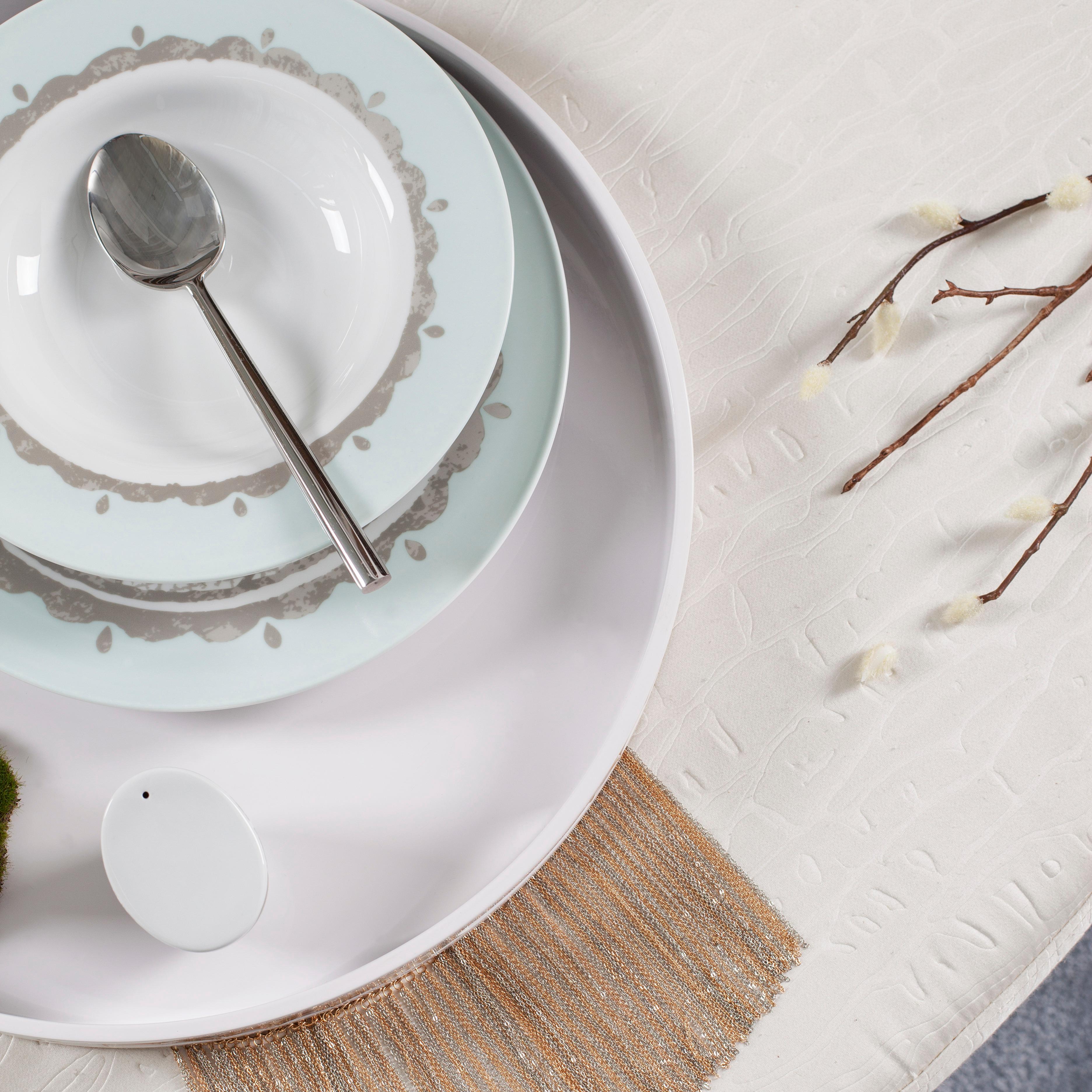 Wood Set of 2 Round Trays, Fog White, Handmade in Portugal by Lusitanus Home For Sale