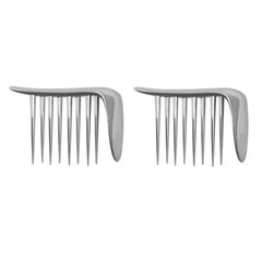 Silver Rectangular Steel Post Modern Set von 2 Ottomane von The Async