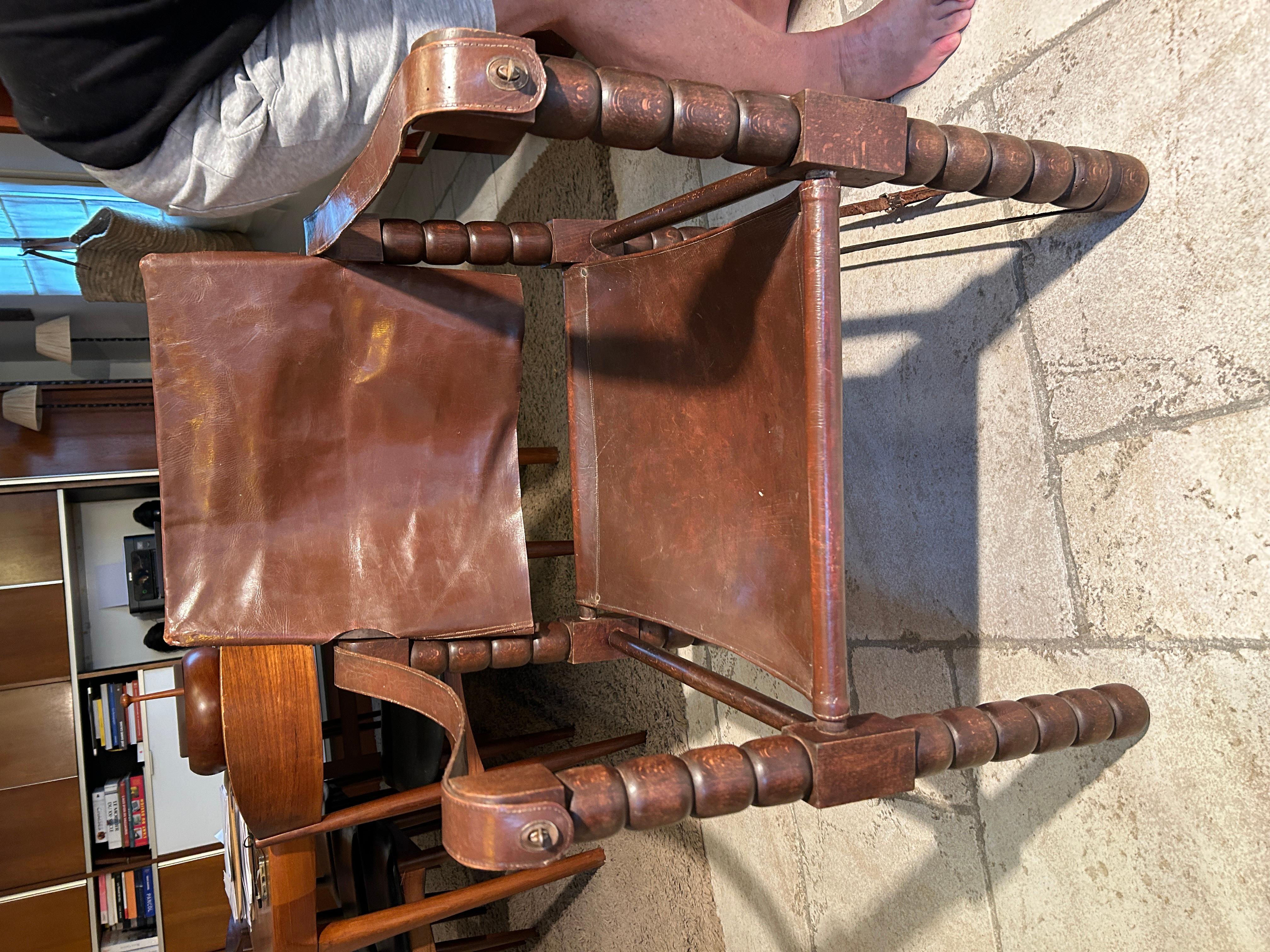Set of 2 Safari Chairs Attributed to Charles Dudouyt 1950 3