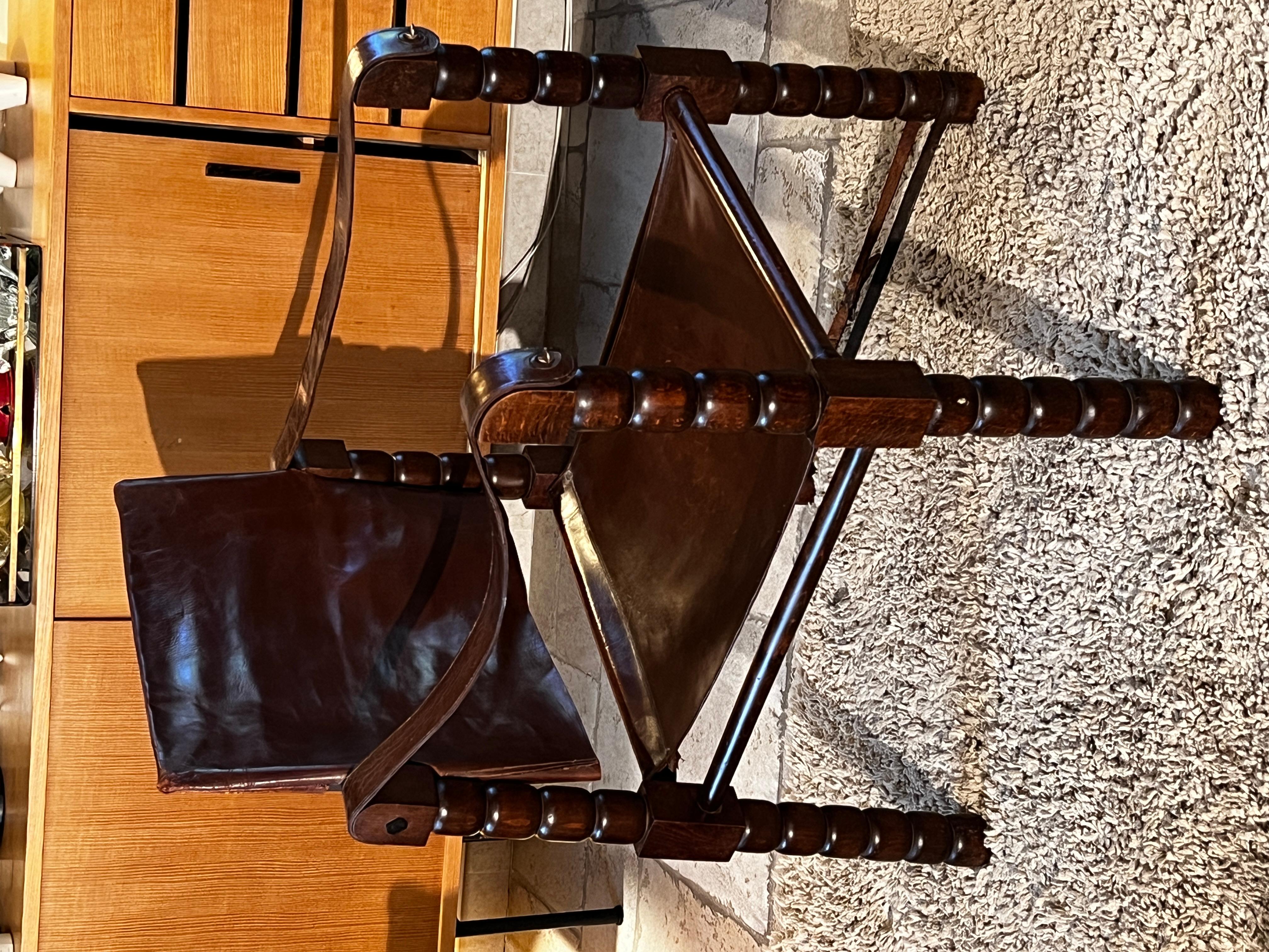 Set of 2 Safari Chairs Attributed to Charles Dudouyt 1950 4