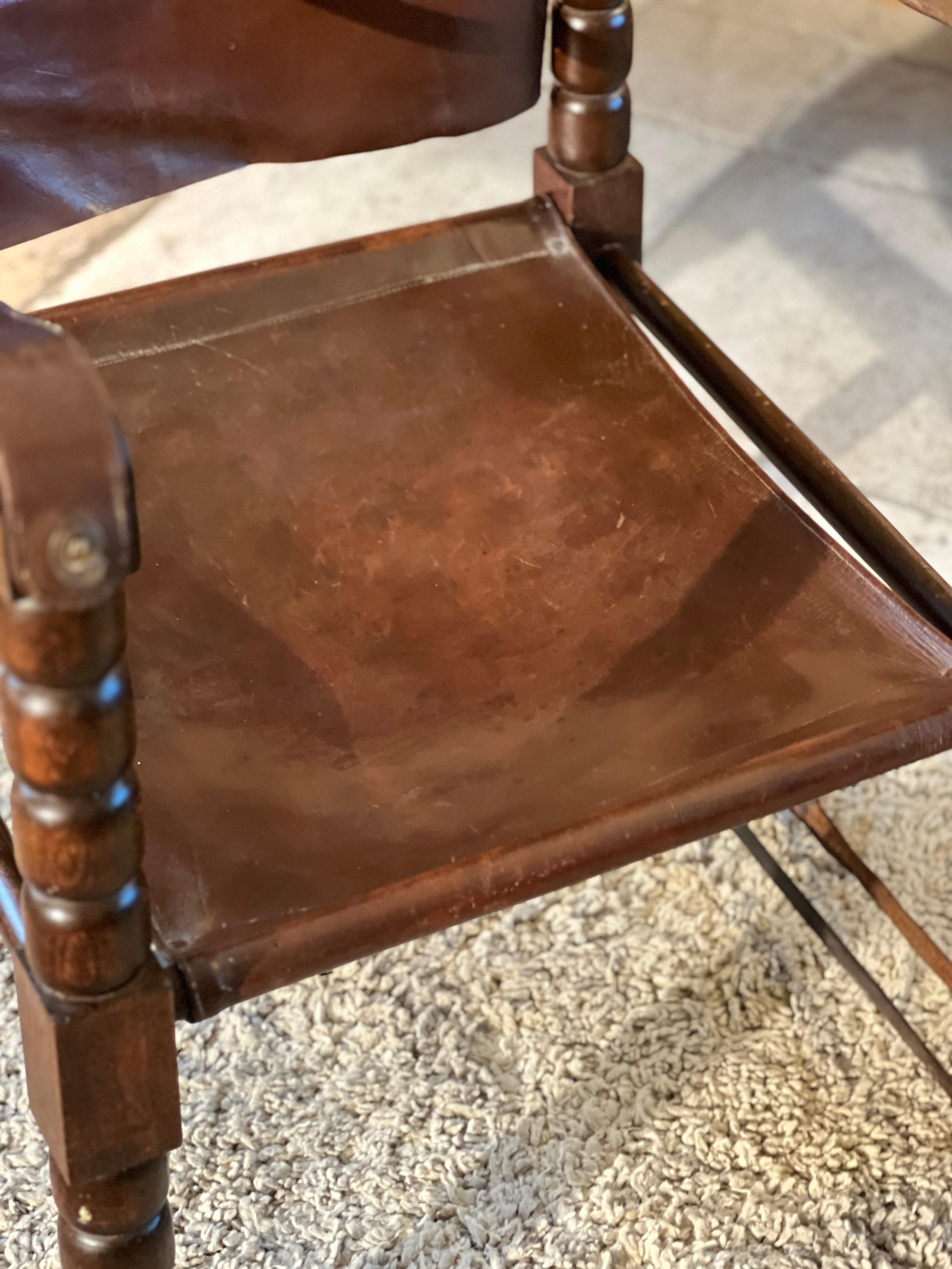 Set of 2 Safari Chairs Attributed to Charles Dudouyt 1950 8