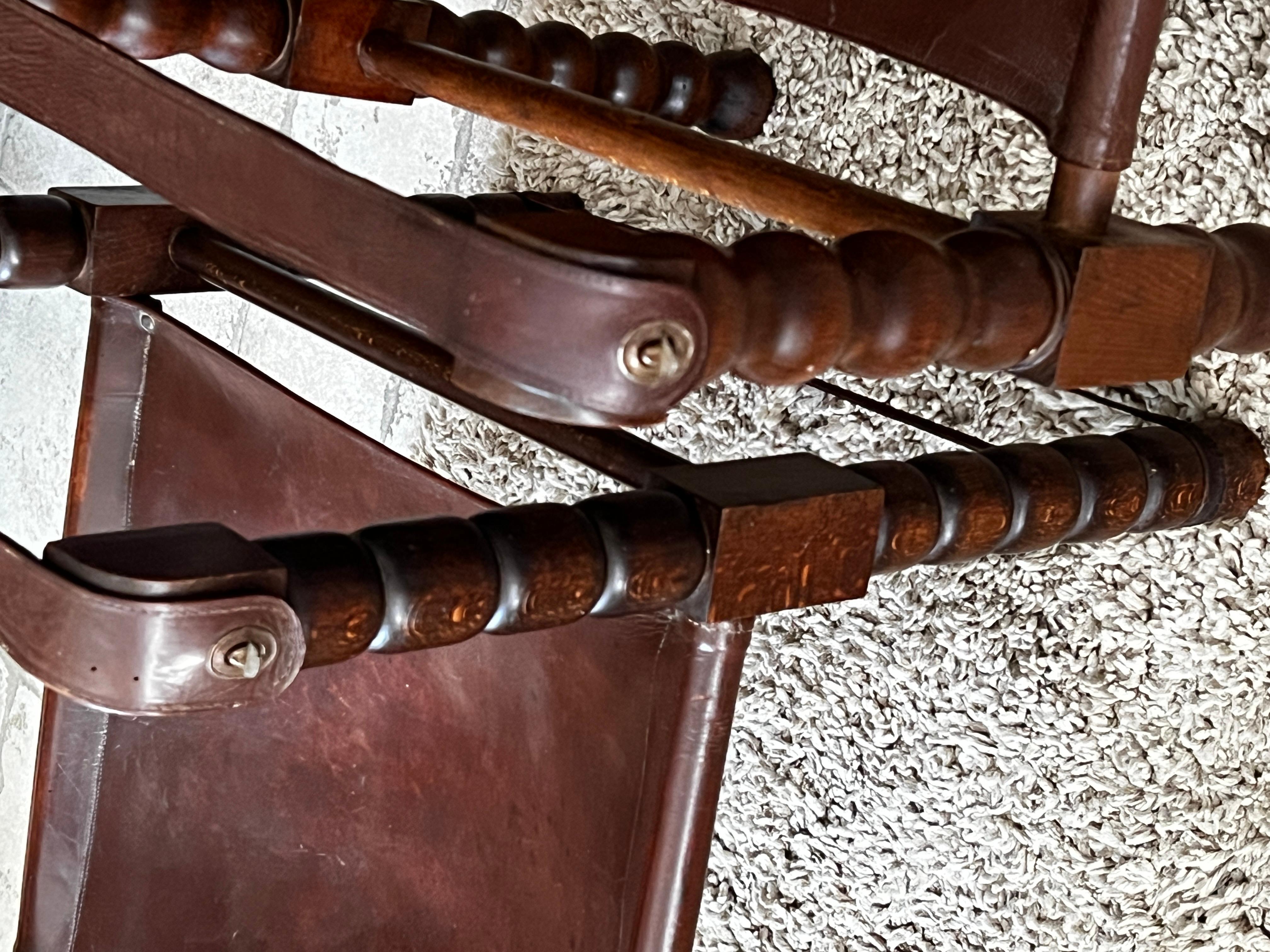 Mid-20th Century Set of 2 Safari Chairs Attributed to Charles Dudouyt 1950