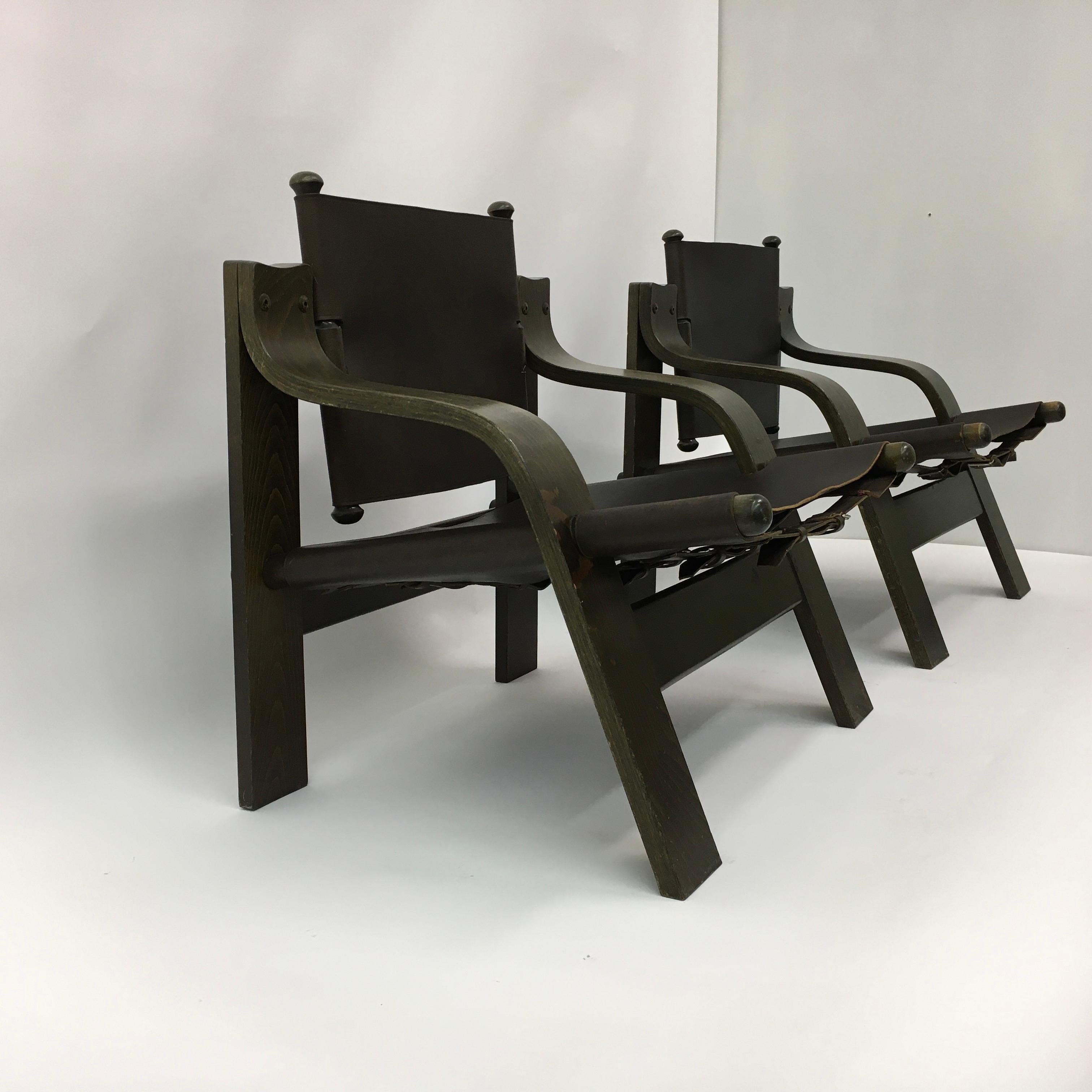 Set of 2 Safari lounge chairs, 1970’s For Sale 3