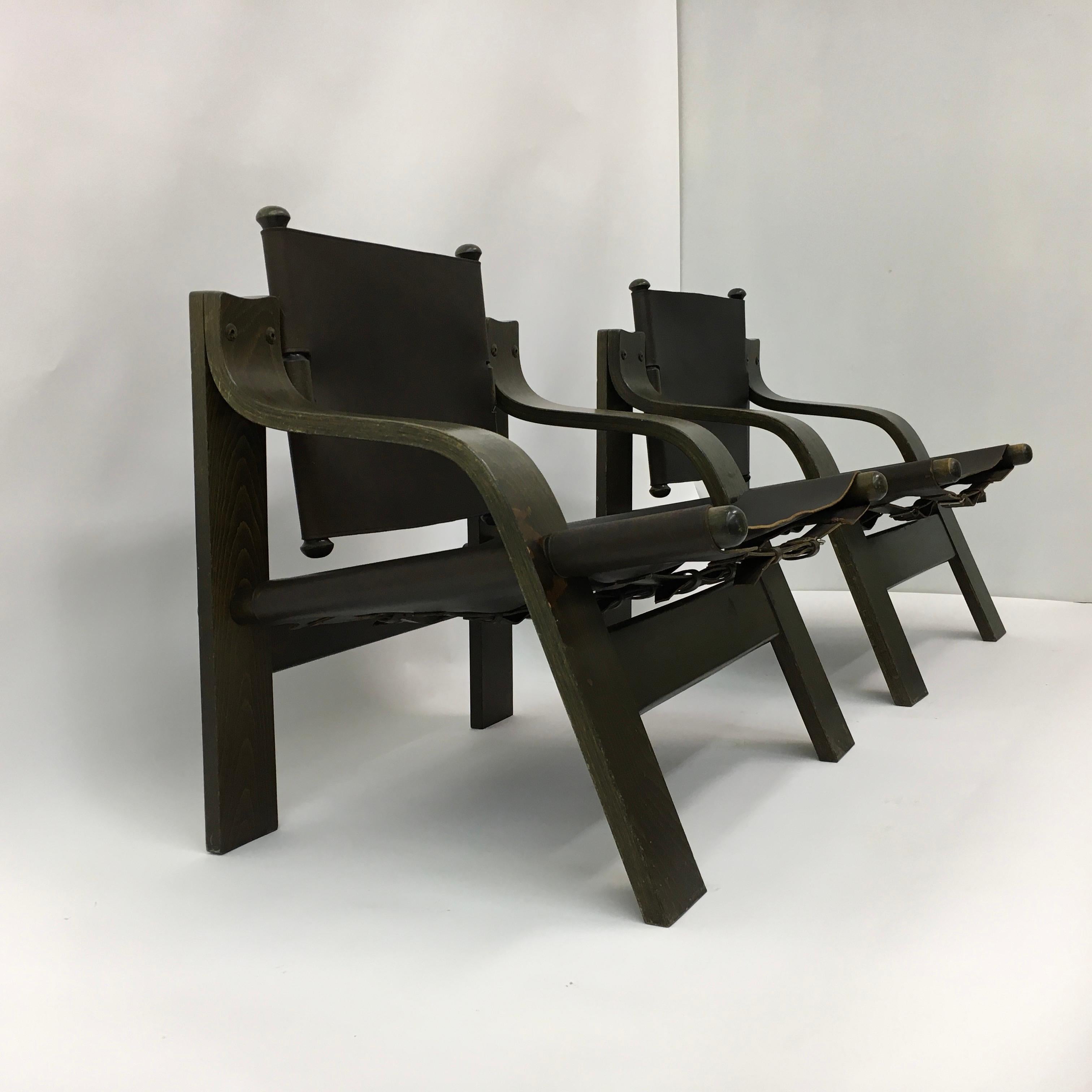 Set of 2 Safari lounge chairs, 1970’s For Sale 4
