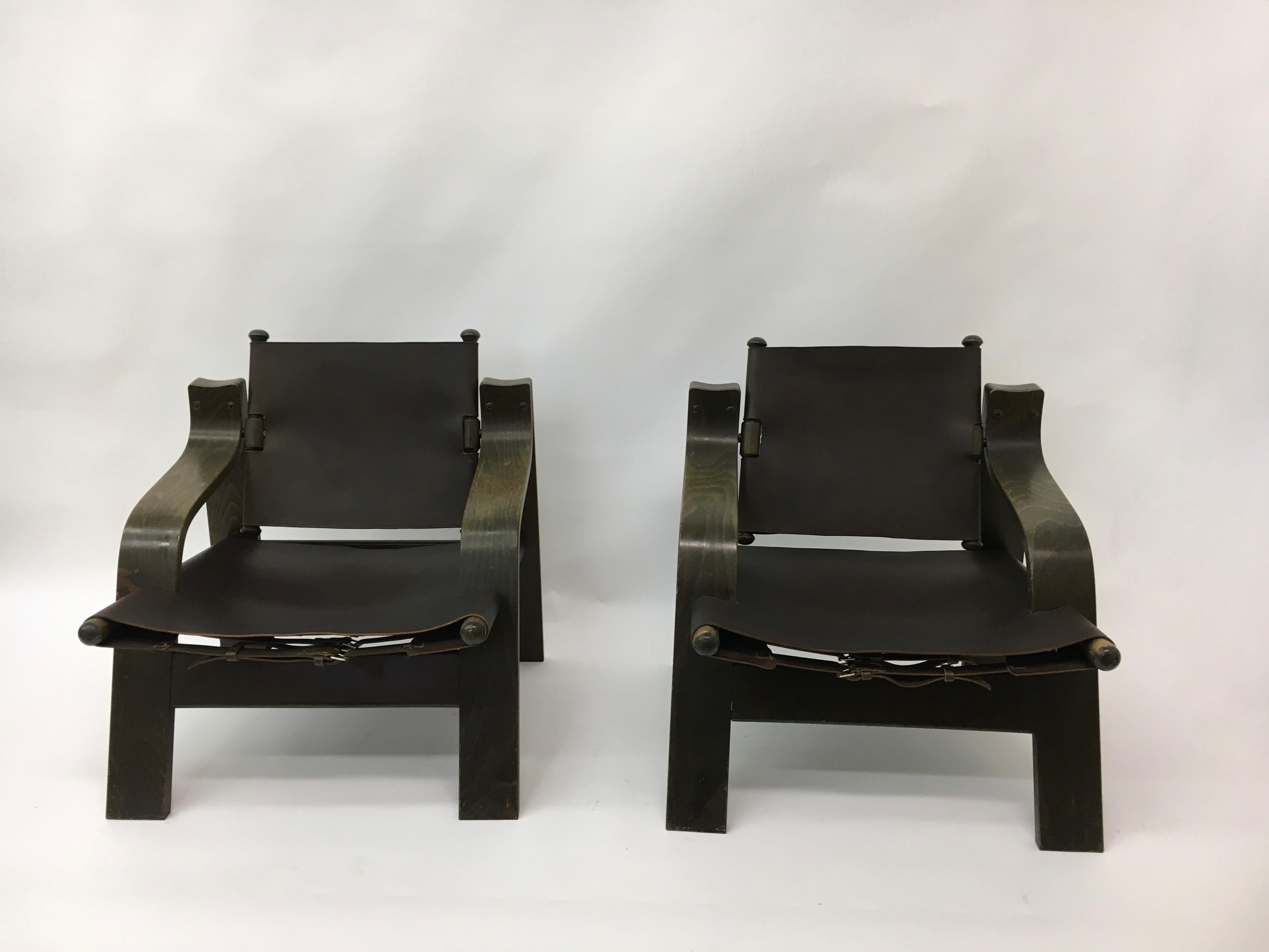 Set of 2 Safari lounge chairs, 1970’s For Sale 9