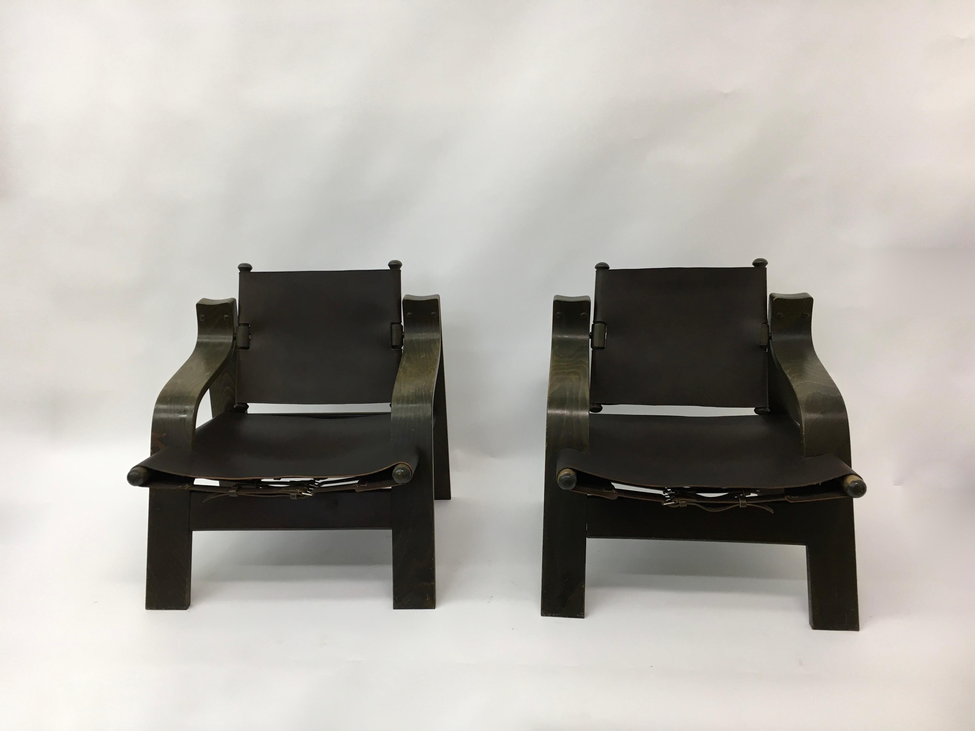 Set of 2 Safari lounge chairs, 1970’s For Sale 12