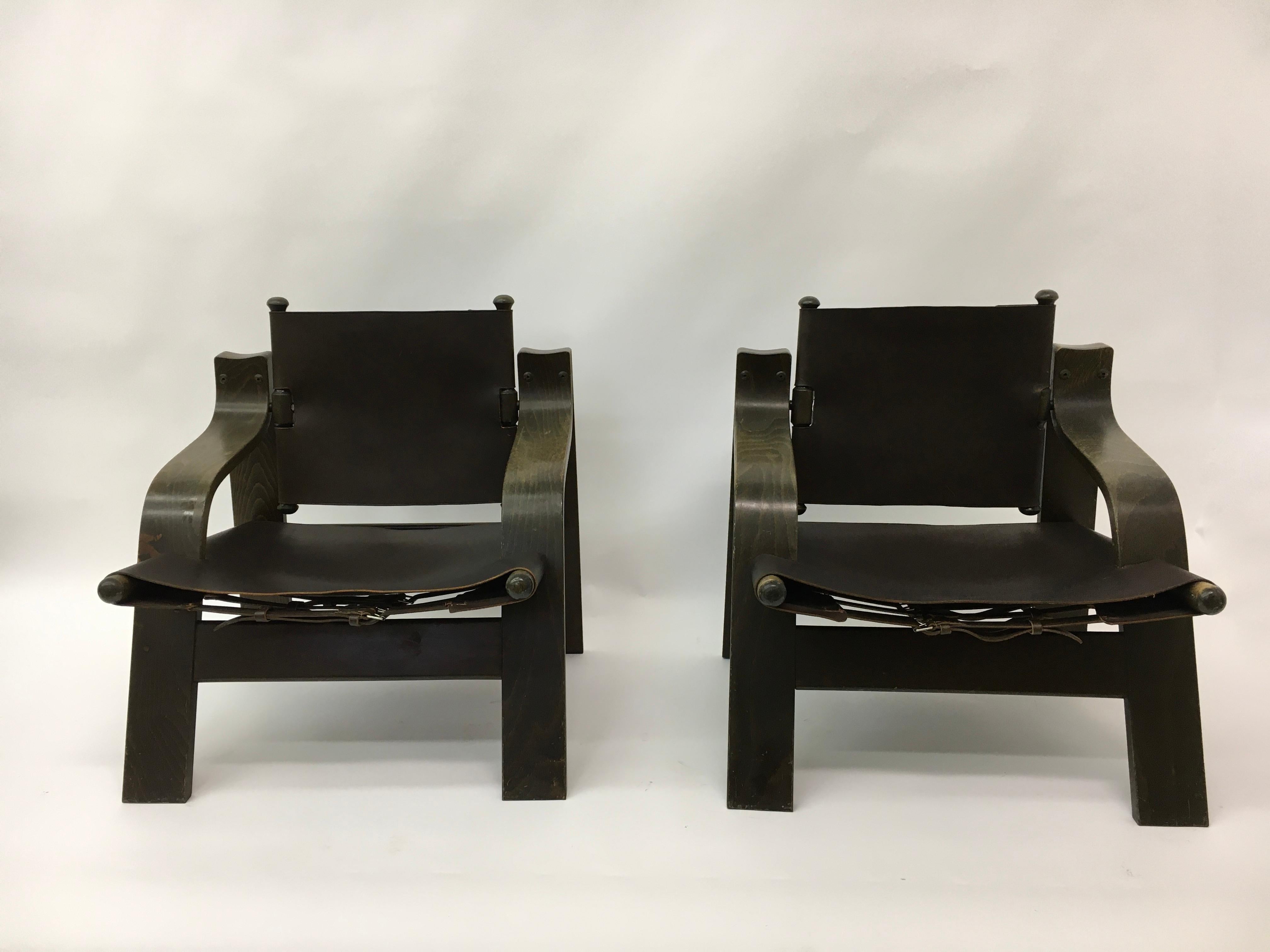 Set of 2 Safari lounge chairs, 1970’s For Sale 1