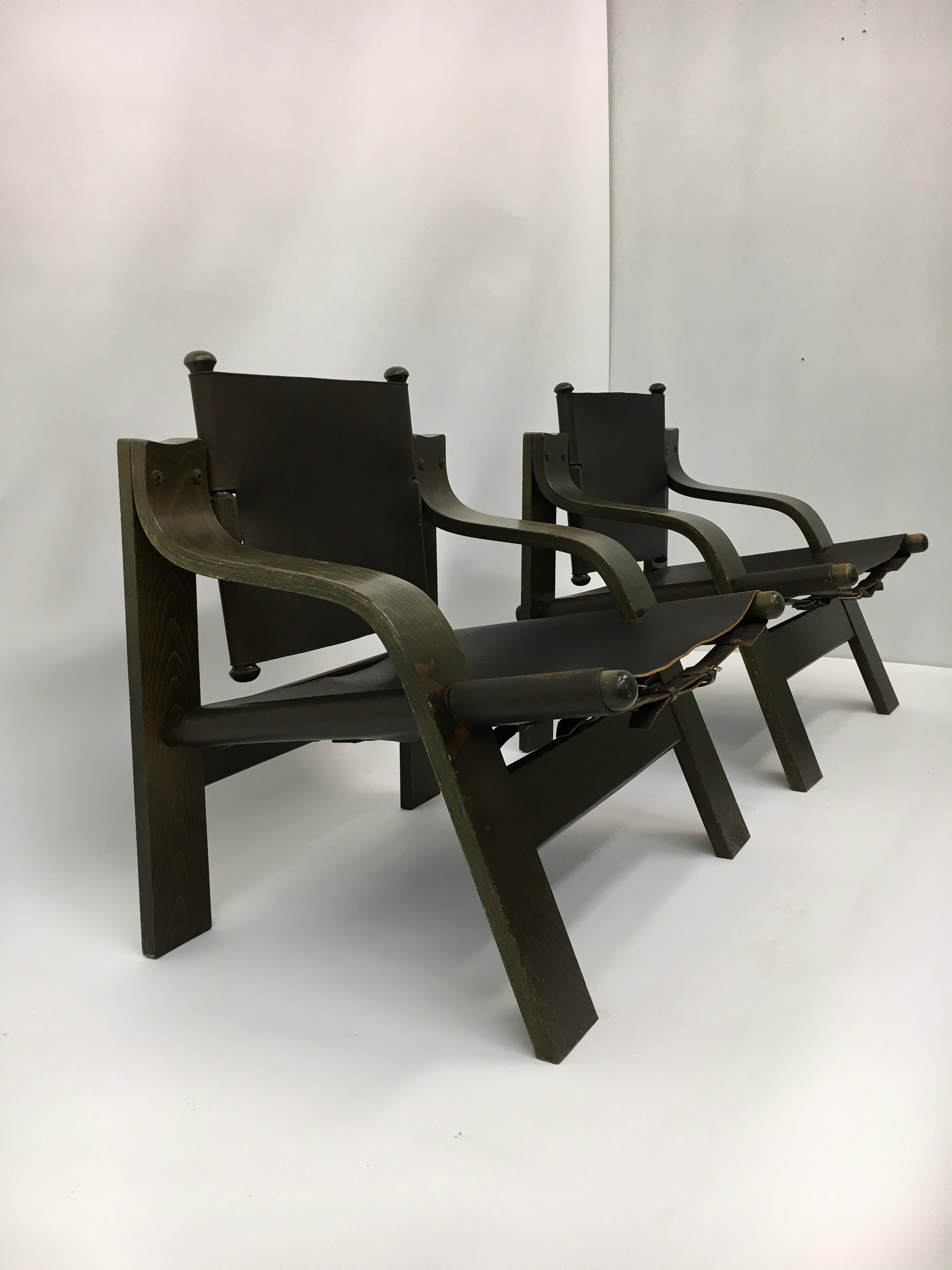 Set of 2 Safari lounge chairs, 1970’s For Sale 2