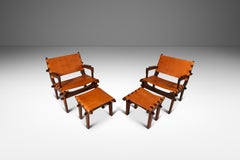Set of 2 Safari Lounge Chairs w/ Ottomans by Angel Pazmino, Ecuador, c. 1960s