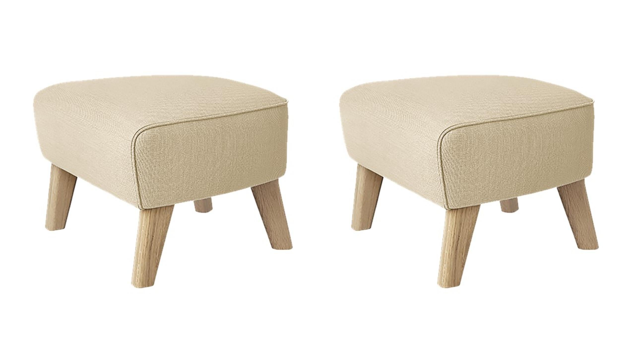 Set of 2 sand and natural oak Sahco Zero footstool by Lassen
Dimensions: W 56 x D 58 x H 40 cm 
Materials: Textile
Also Available: Other colors available.

The my own chair footstool has been designed in the same spirit as Flemming Lassen’s