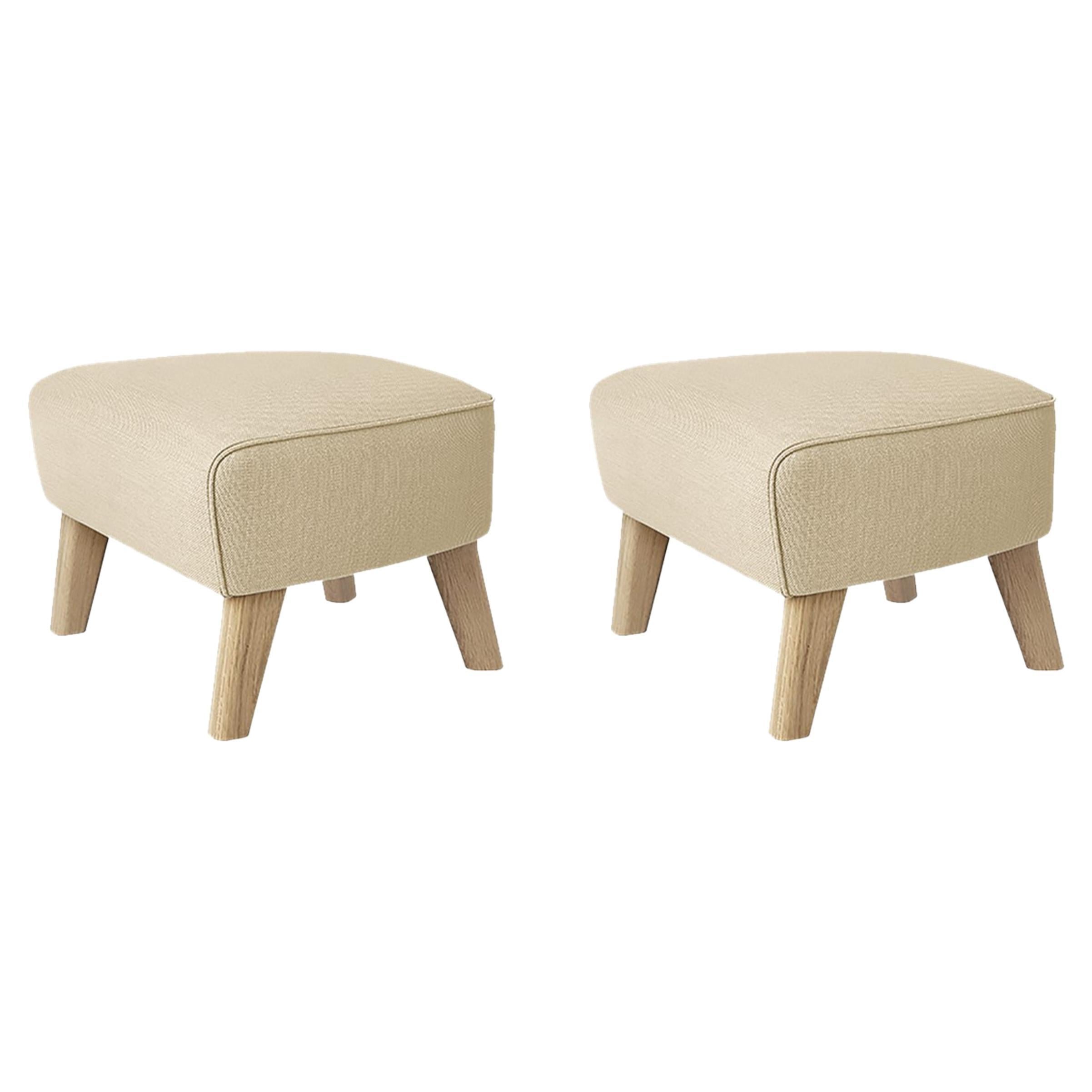 Set of 2 Sand and Natural Oak Sahco Zero Footstool by Lassen For Sale