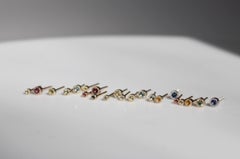 Set of 2 Sapphire Millgrain Studs in 14K Yellow Gold & Sapphires by Alice Son