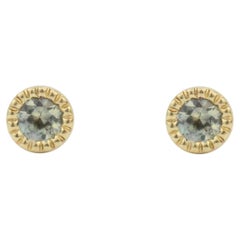 Set of 2 Sapphire Millgrain Studs in 14K Yellow Gold & Sapphires by Alice Son