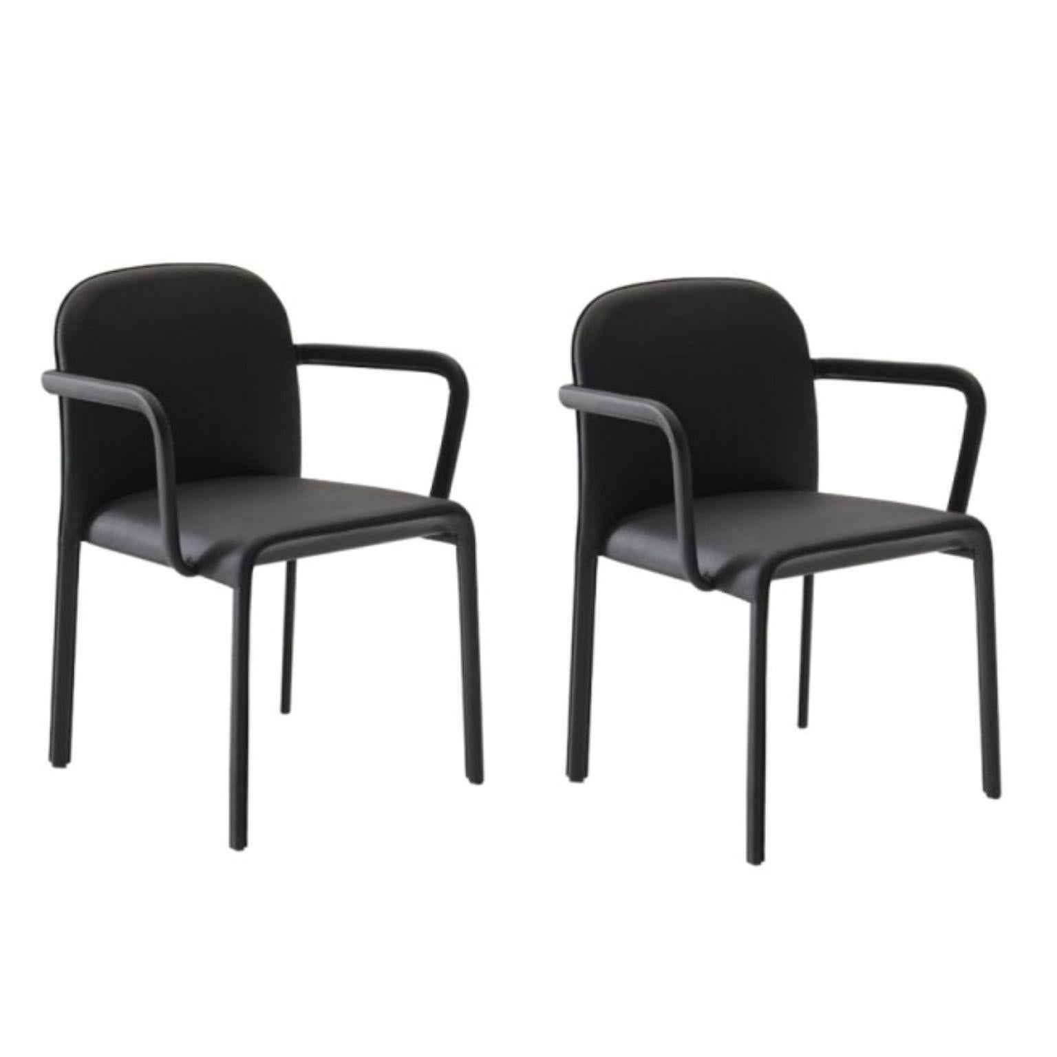 Set of 2 Scala bridge chairs by Patrick Jouin
Materials: chair covered in corrected pigmented cowhide leather. Backrest in split leather. Colors: black, brown, white, red
Dimensions: D 45 x W 55 x H 80 cm
Also available in colors: black, brown,