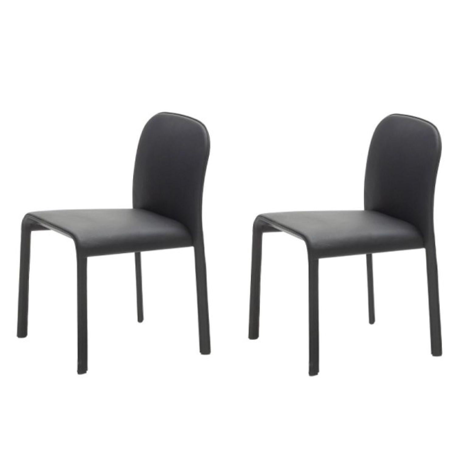 Set of 2 Scala chairs by Patrick Jouin
Materials: chair covered in corrected pigmented cowhide leather. Backrest in split leather. Colors: black, brown, white, red
Dimensions: D 45 x W 55 x H 80 cm
Also available in colors: black, brown, white,