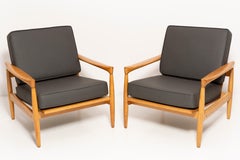 Set of 2 Scandinavian Armchairs Oak Lounge Chairs "Kolding" by Erik Worts, 1960s