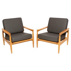 Set of 2 Scandinavian Armchairs Oak Lounge Chairs "Kolding" by Erik Worts, 1960s