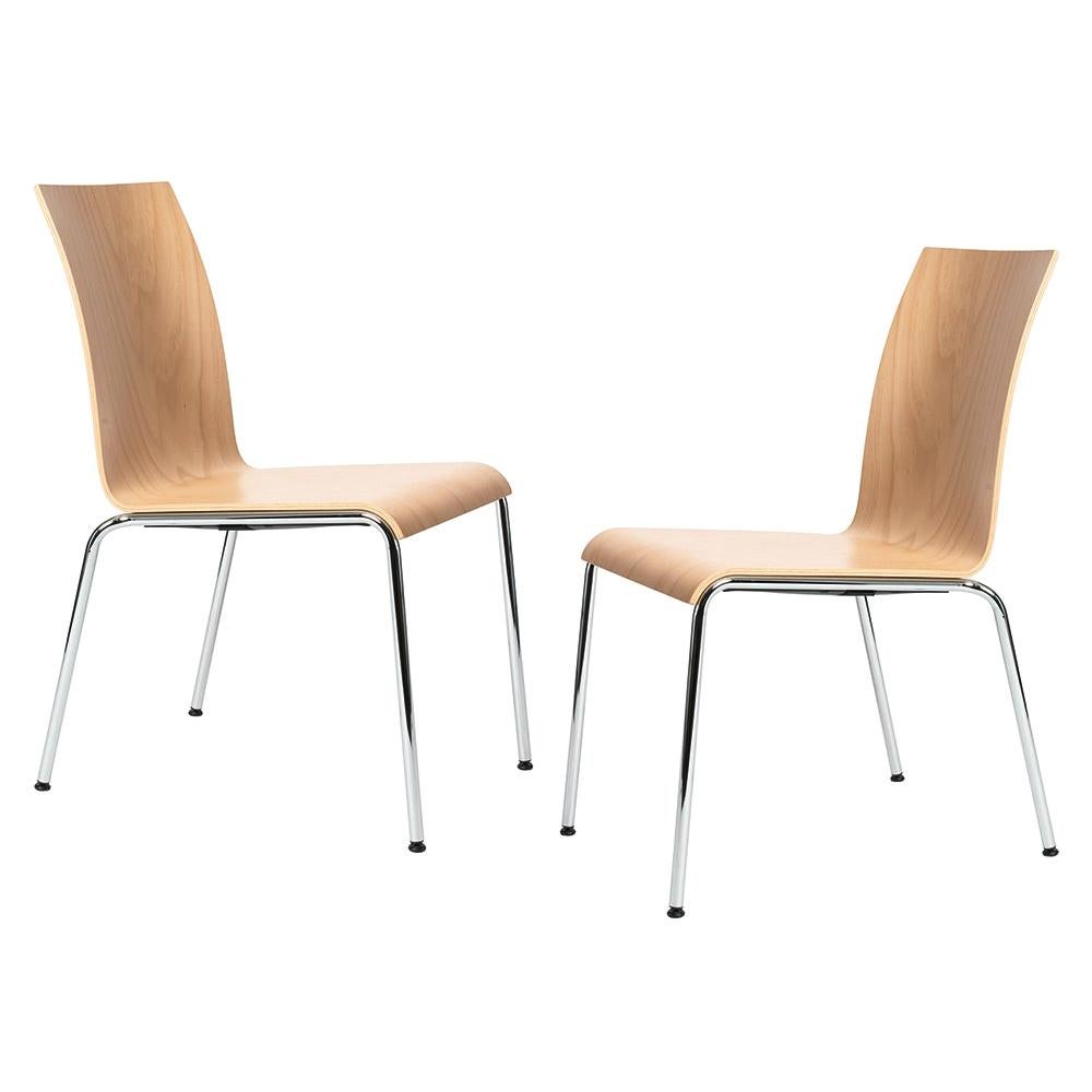 Set of 2 Scandinavian Modern Poro L Dining Chairs in Beech, Made in Switzerland