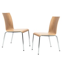 Set of 2 Scandinavian Modern Poro S Dining Chairs in Beech, Made in Switzerland