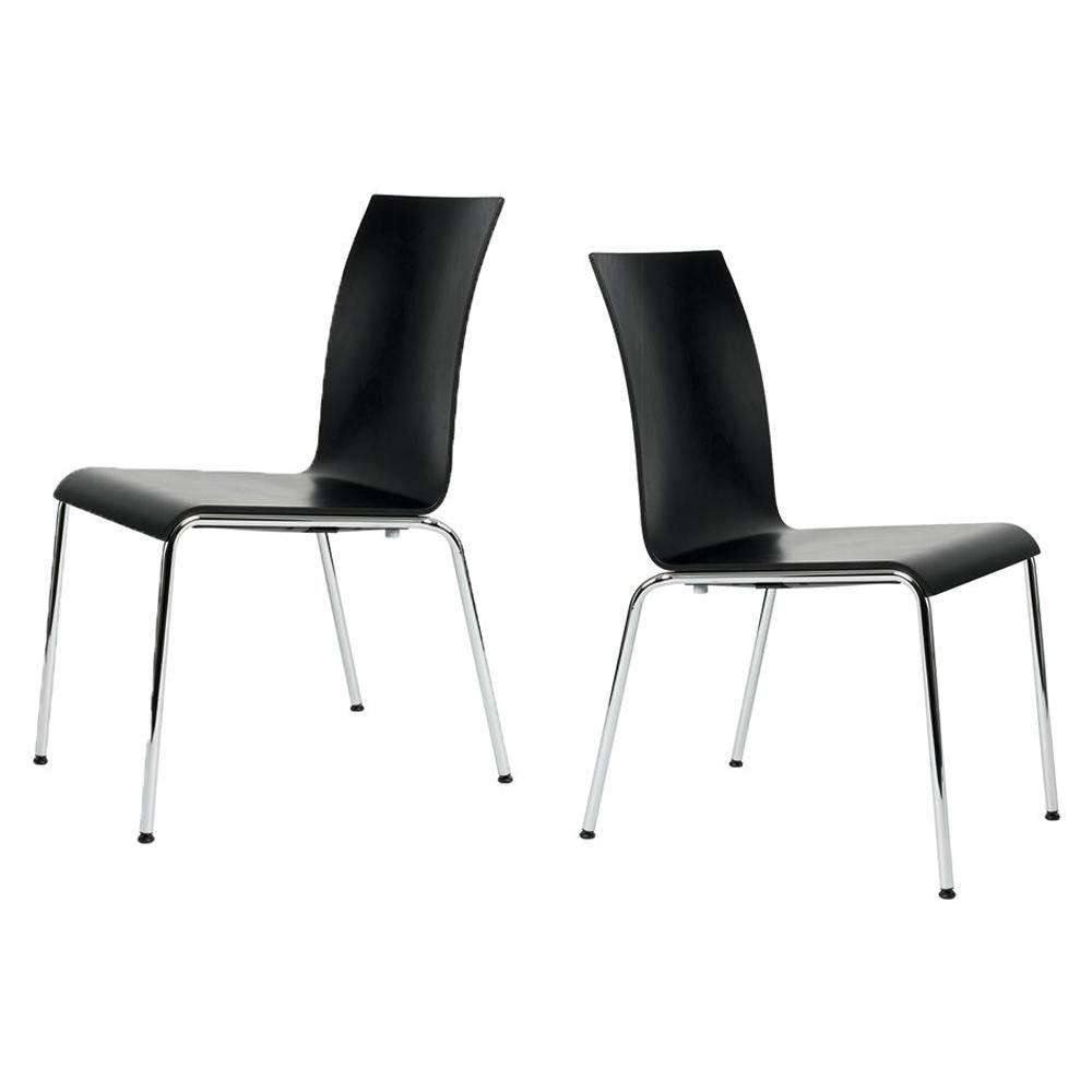Set of 2 Scandinavian Modern Poro S Dining Chairs in Beech, Made in Switzerland