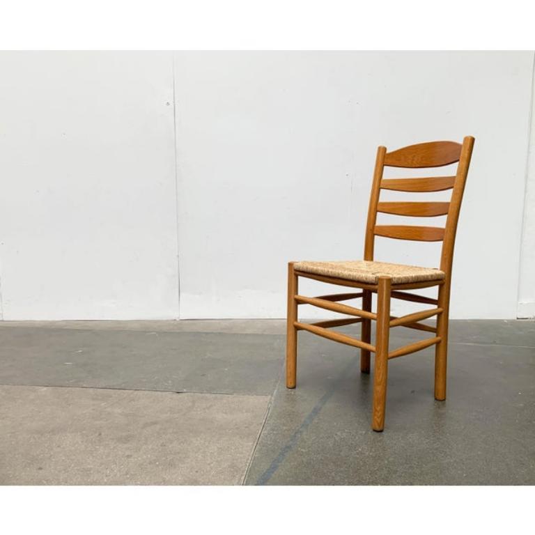 20th Century Set of 2 Scandinavian Papercord Bench and Chair in Oak from TS For Sale