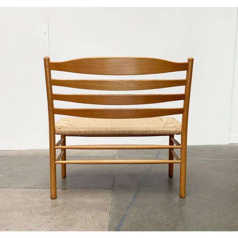 Wood Set of 2 Scandinavian Papercord Bench and Chair in Oak from TS For Sale