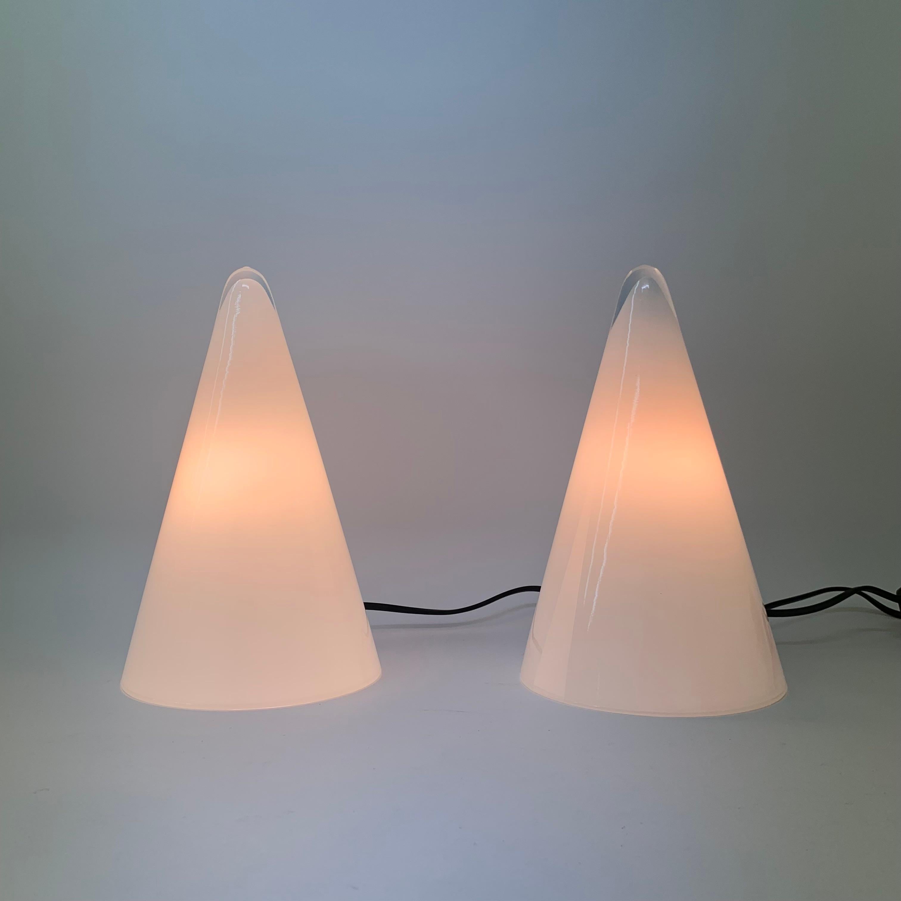 Glass Set of 2 SCE Teepee Table Lamps, 1970’s, France For Sale