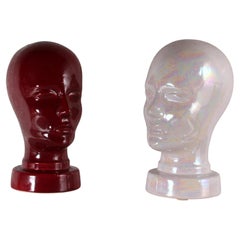 Set di 2 teste in ceramica Scheurich “Space Age”, finitura opalescente, anni ’70